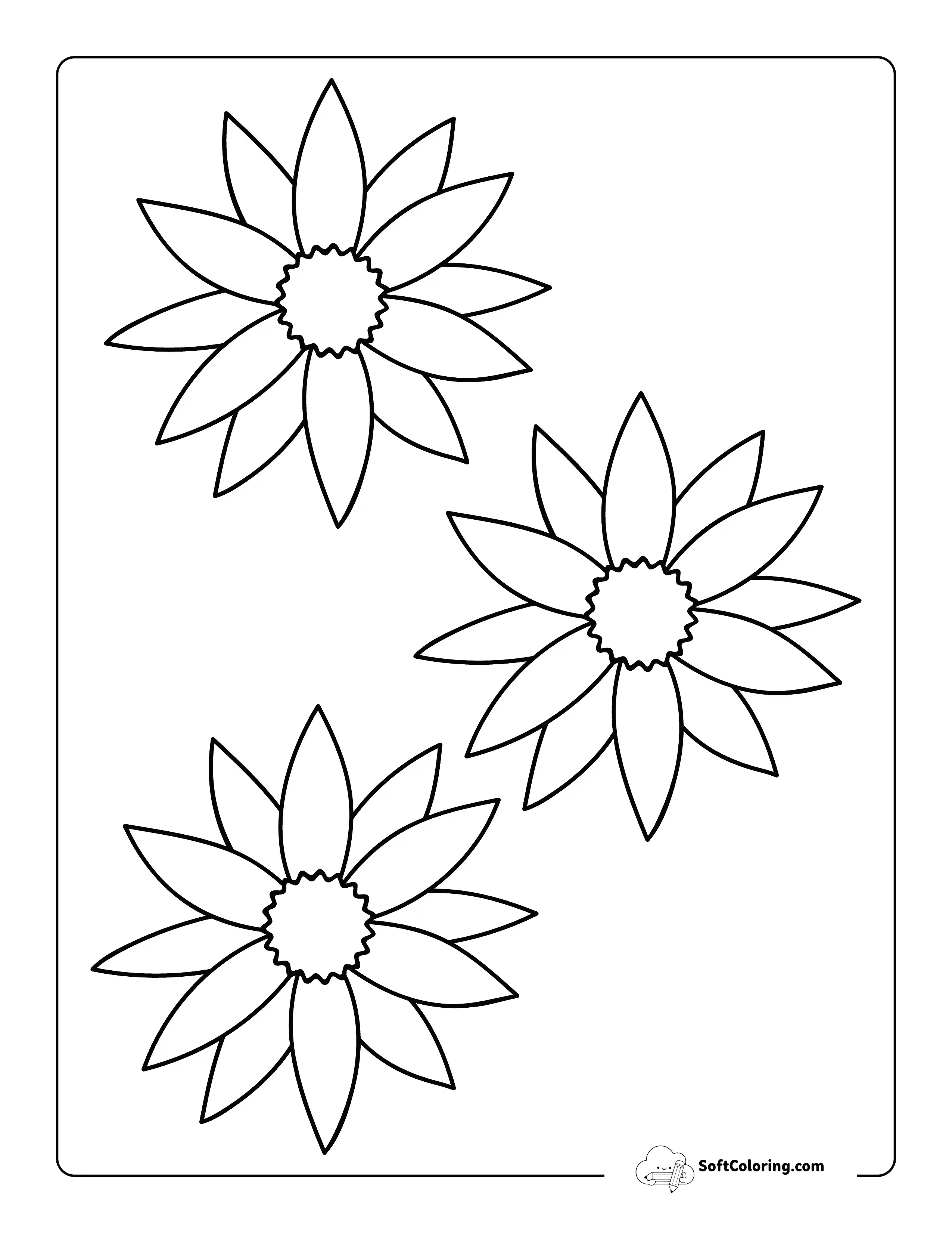 Flower With Pointed Petals To Color