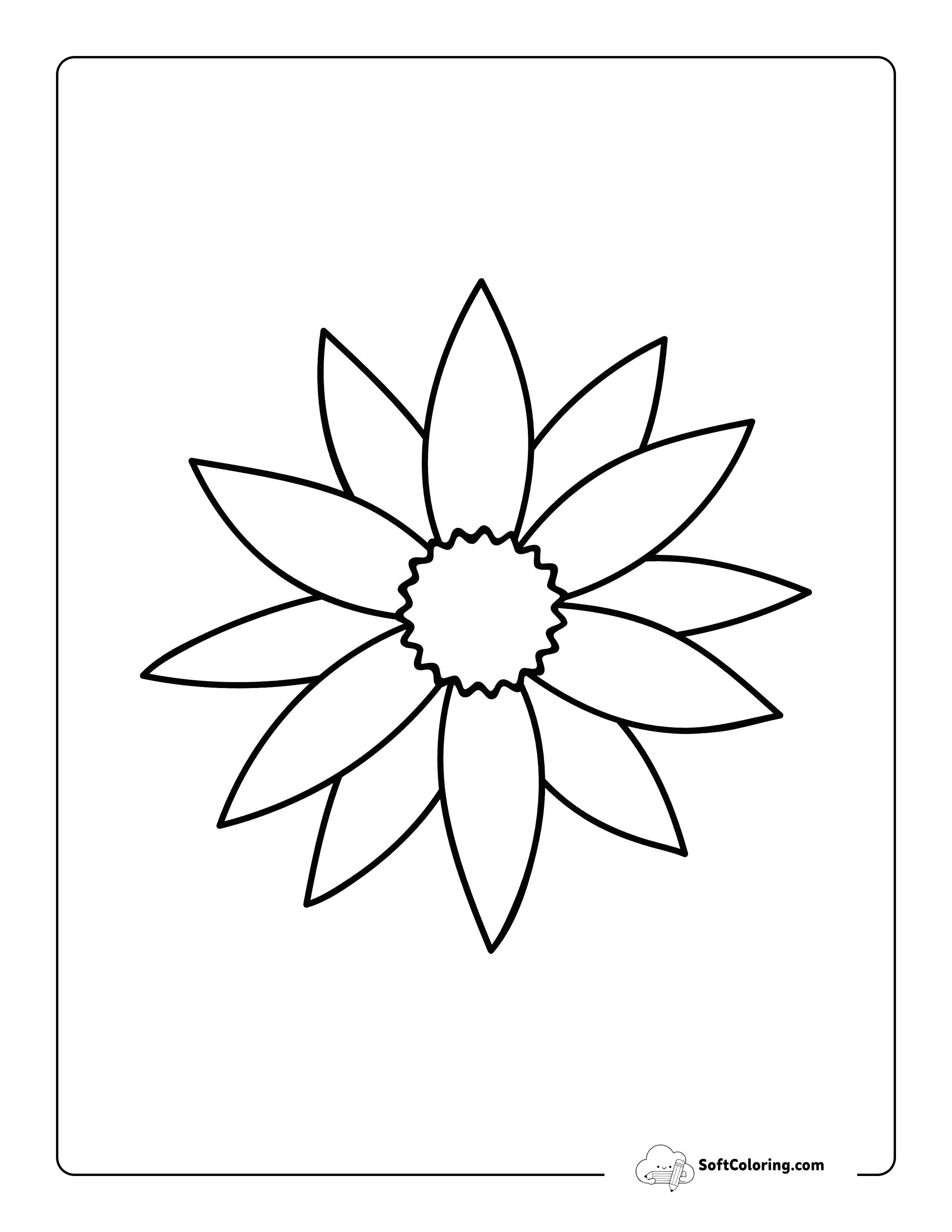 Flower Template With Pointed-Petals 6 Inch
