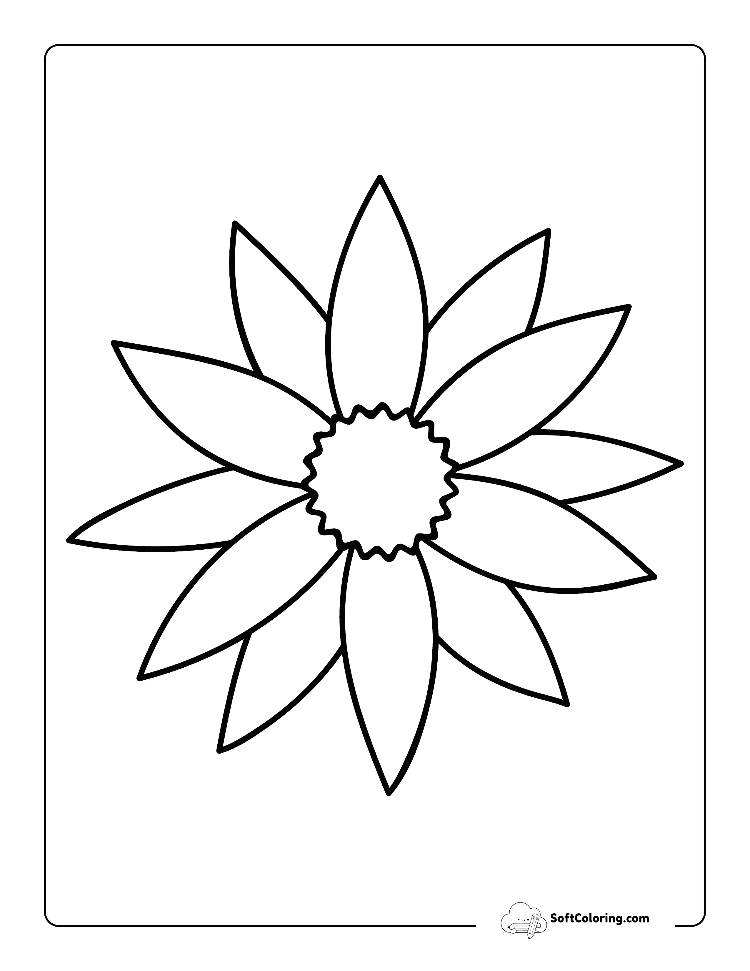 Flower Template With Pointed-Petals 7 Inch