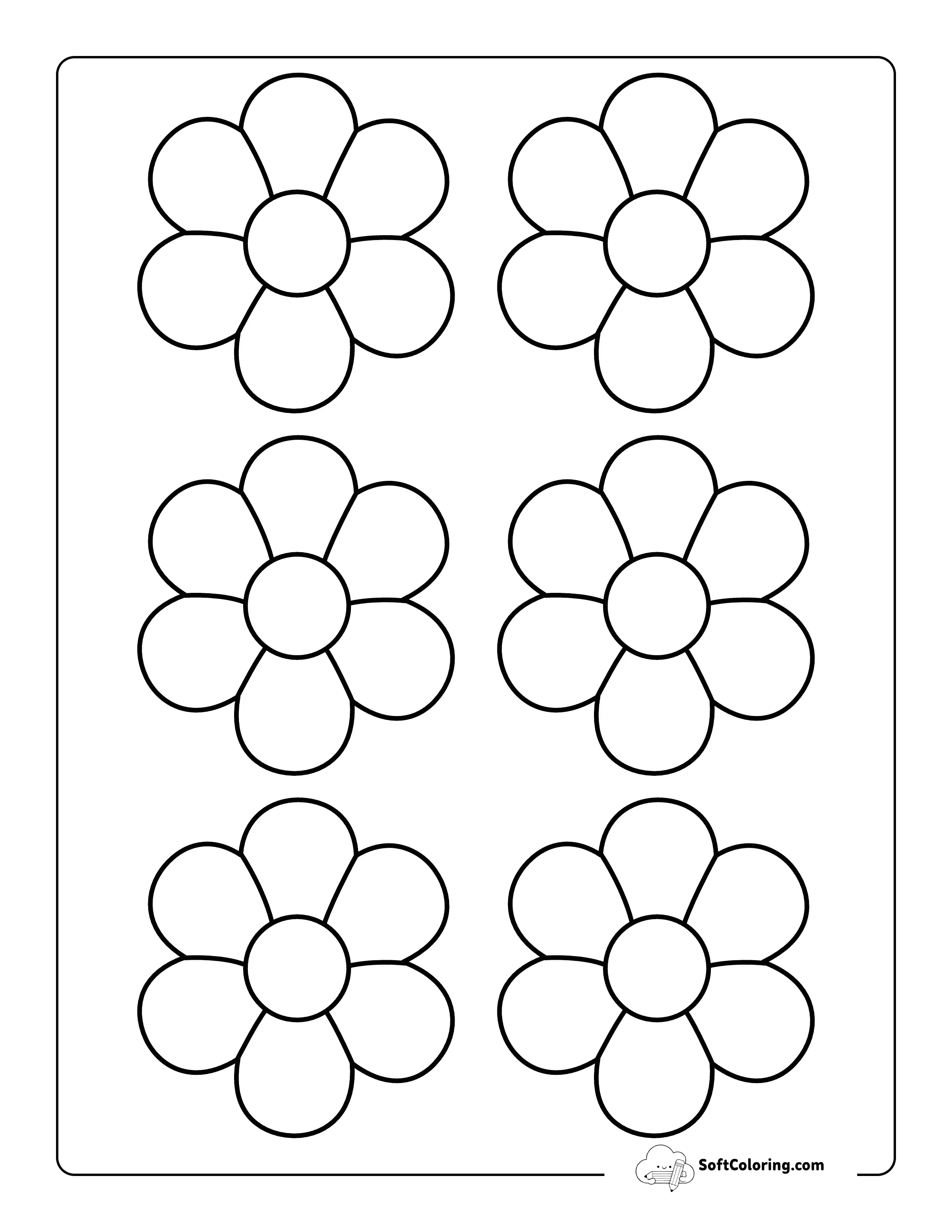 Simple Flower Template 3 Inch