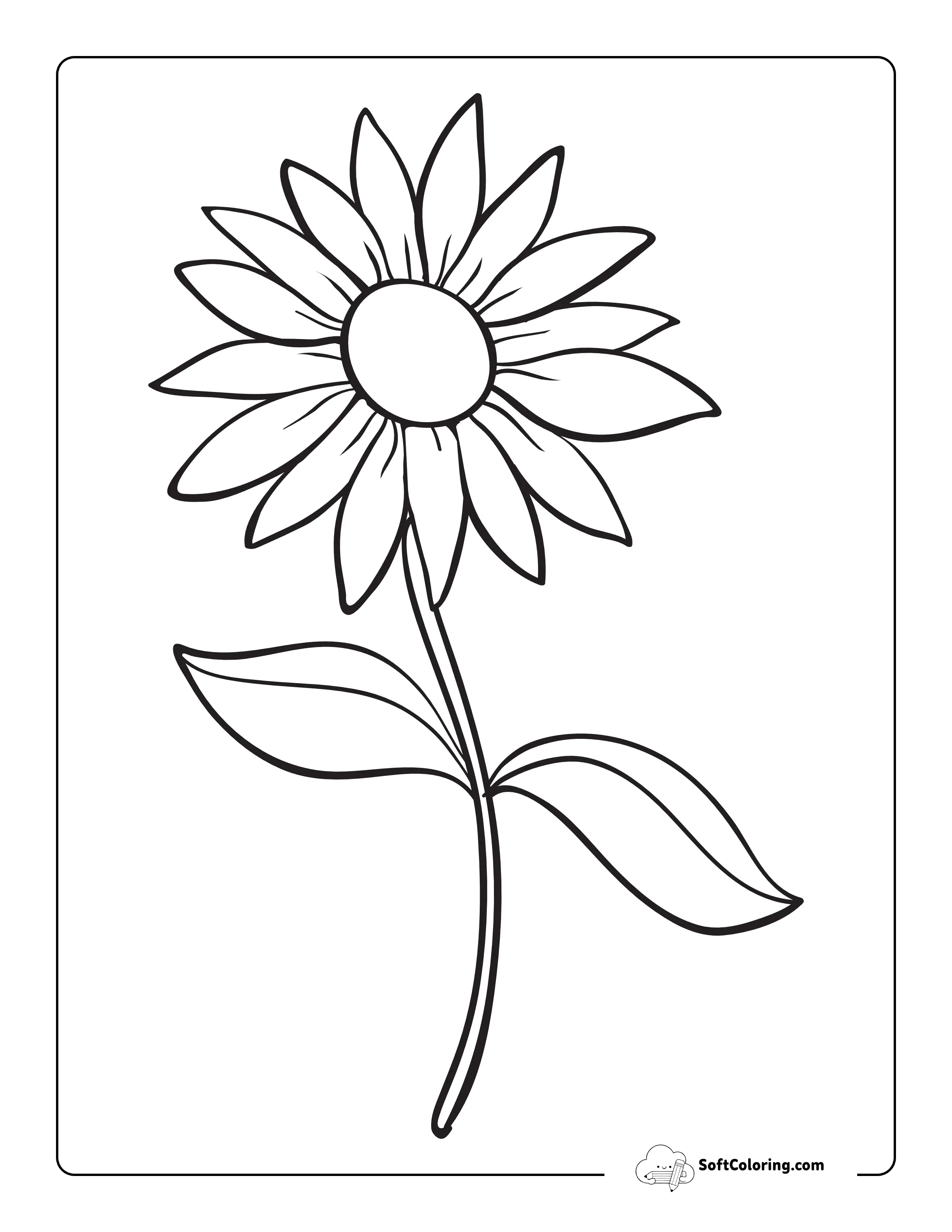 Simple Sunflower Template With Stem