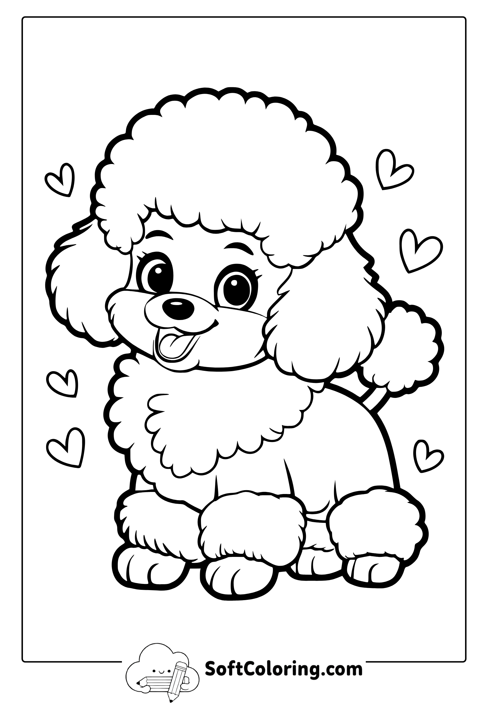 Fluffy Poodle Puppy Coloring Page