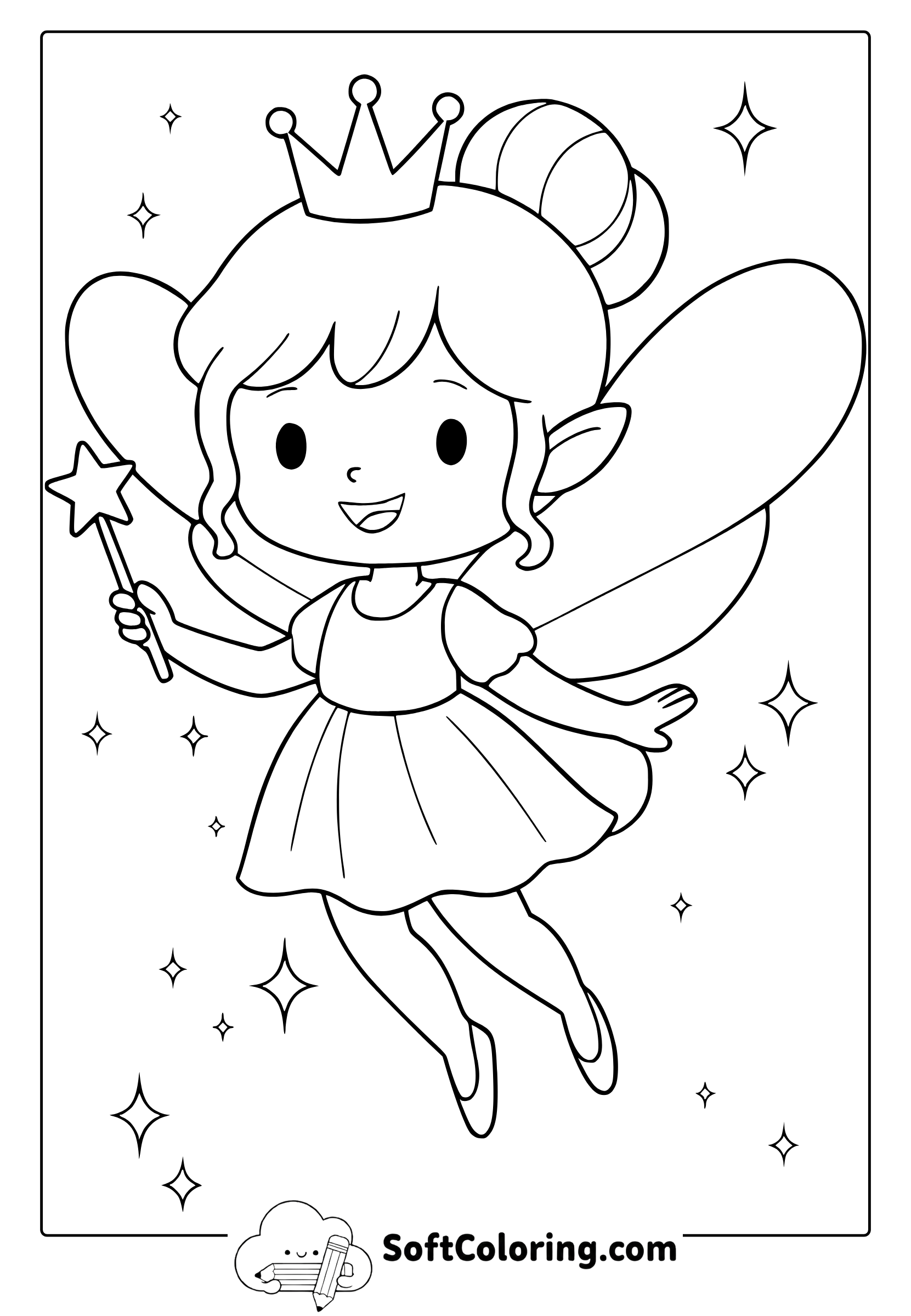 flying fairy coloring page