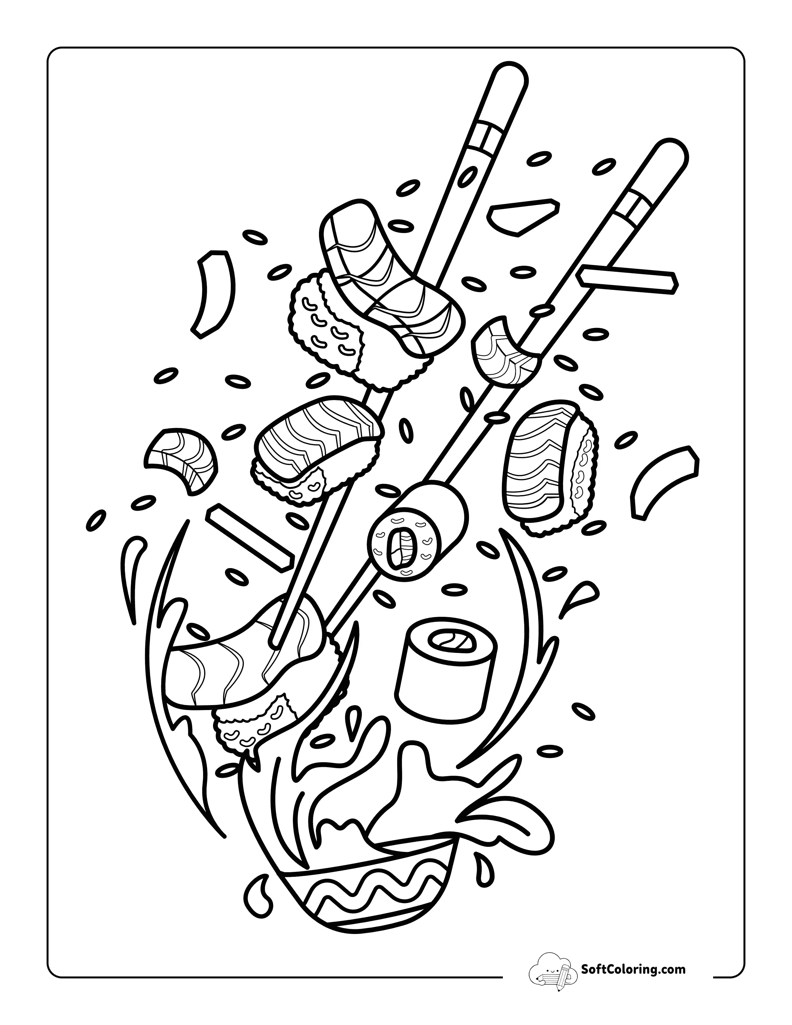 *New* Sushi Food Coloring Page For Adults