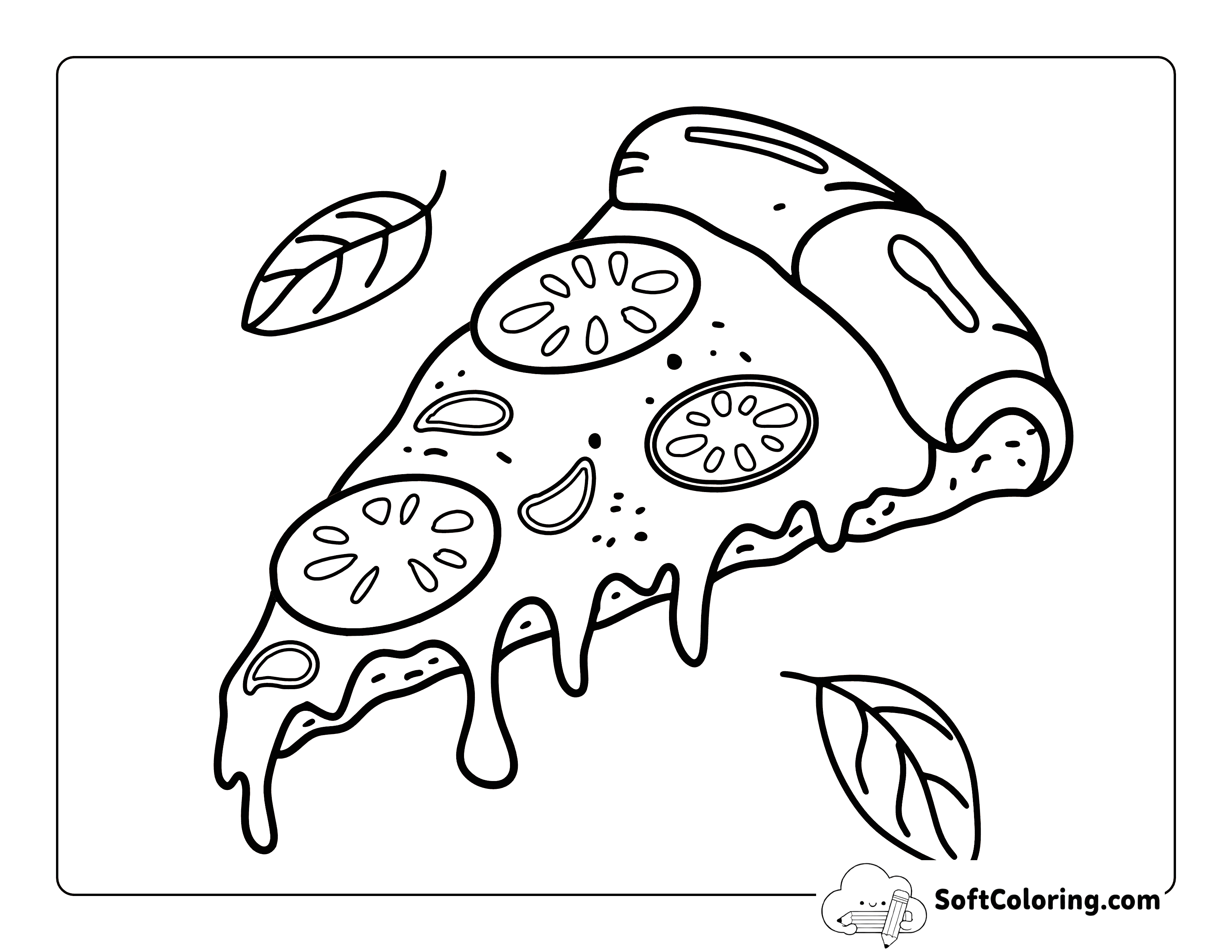 *NEW* Pizza Slice Cute Food Coloring Page