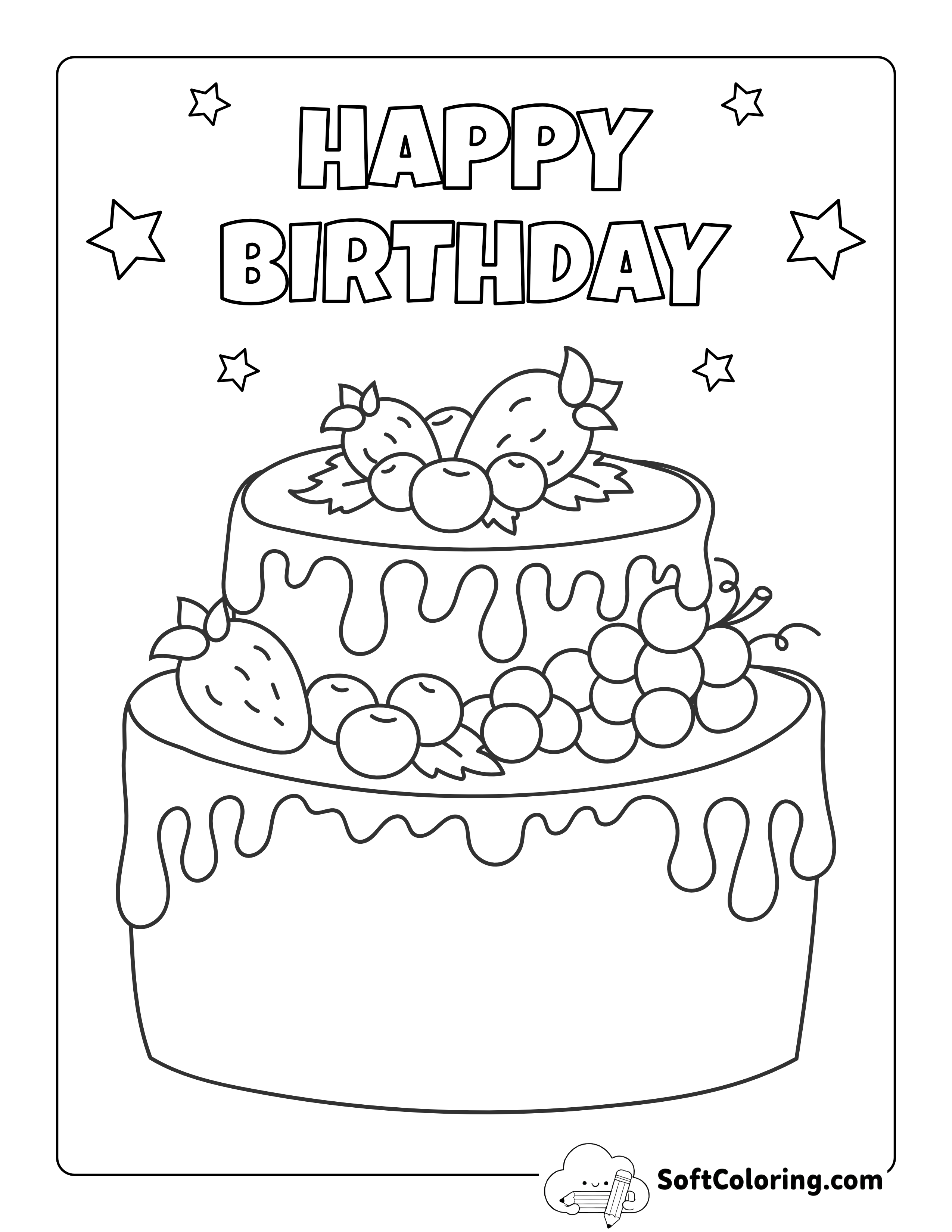 Happy Birthday Cake Coloring Sheet