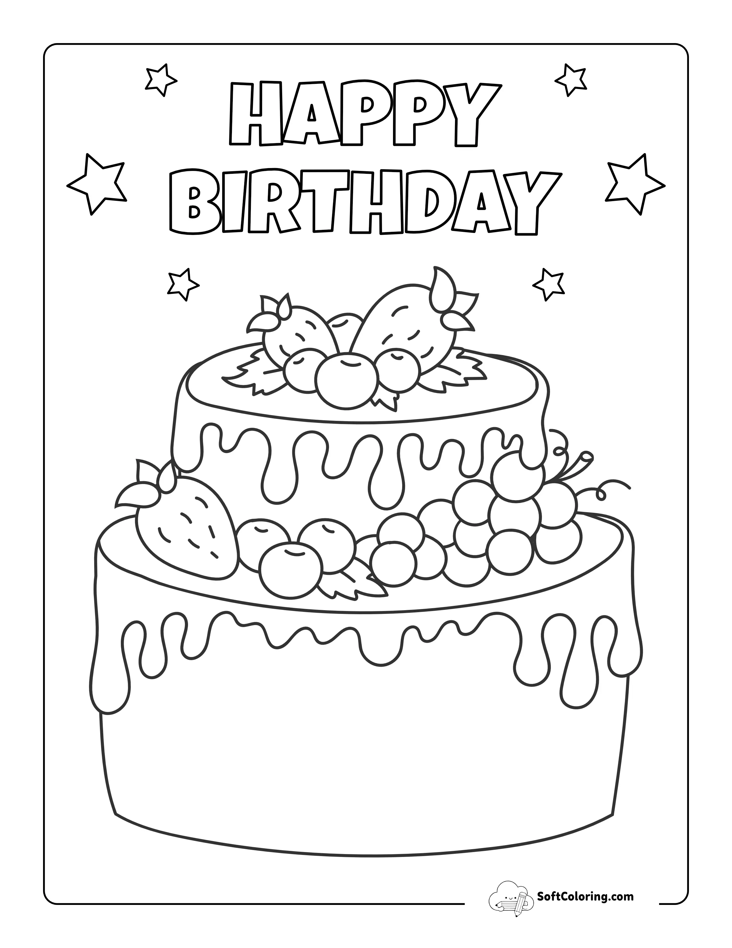 Happy Birthday Cake Coloring Sheet