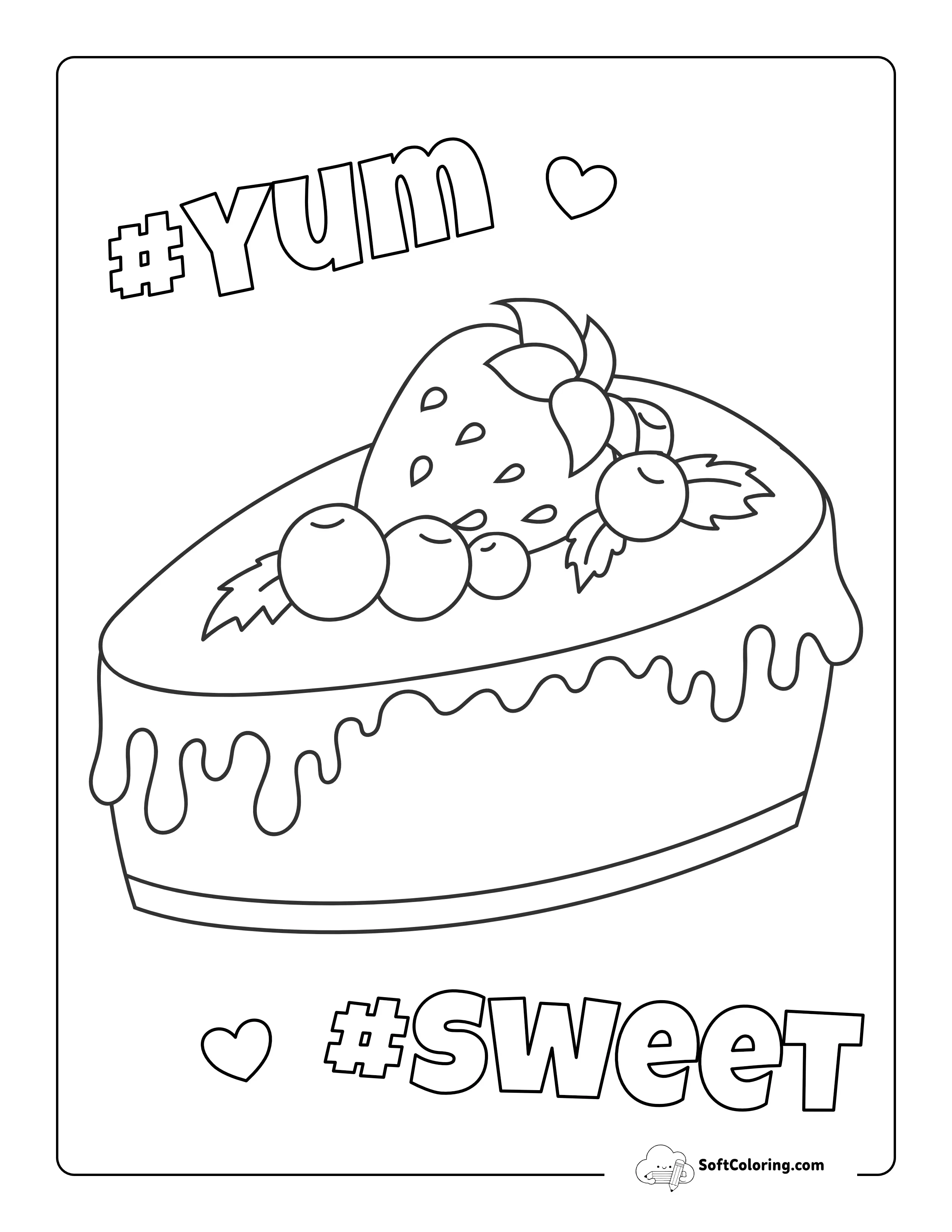 Strawberry Cake Food Coloring Page