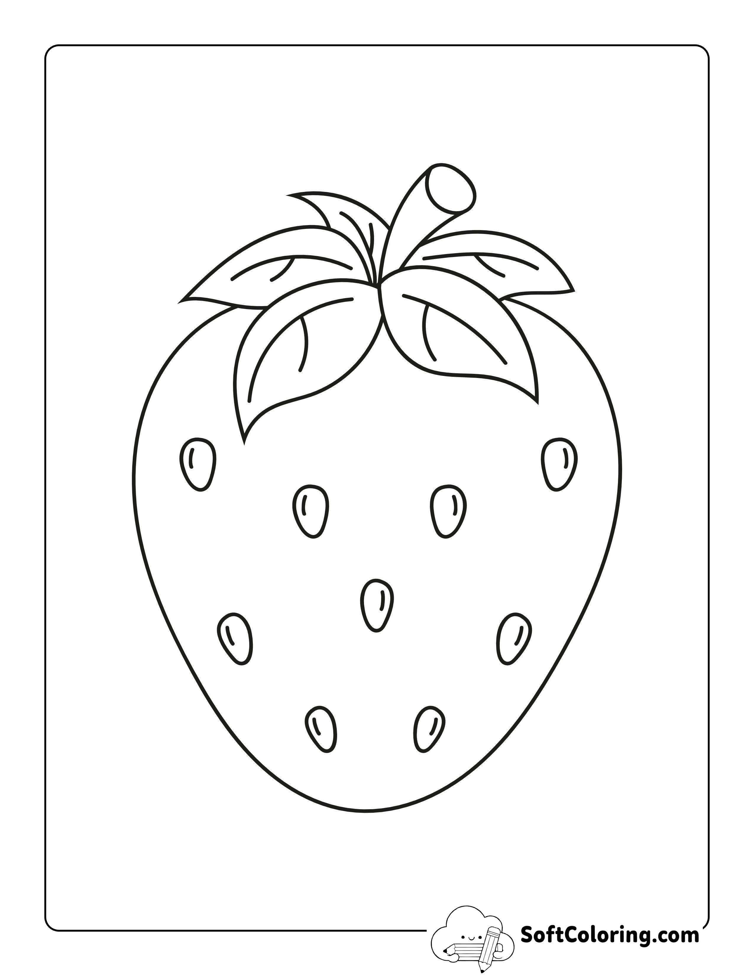 Strawberry Coloring Sheet for Preschoolers