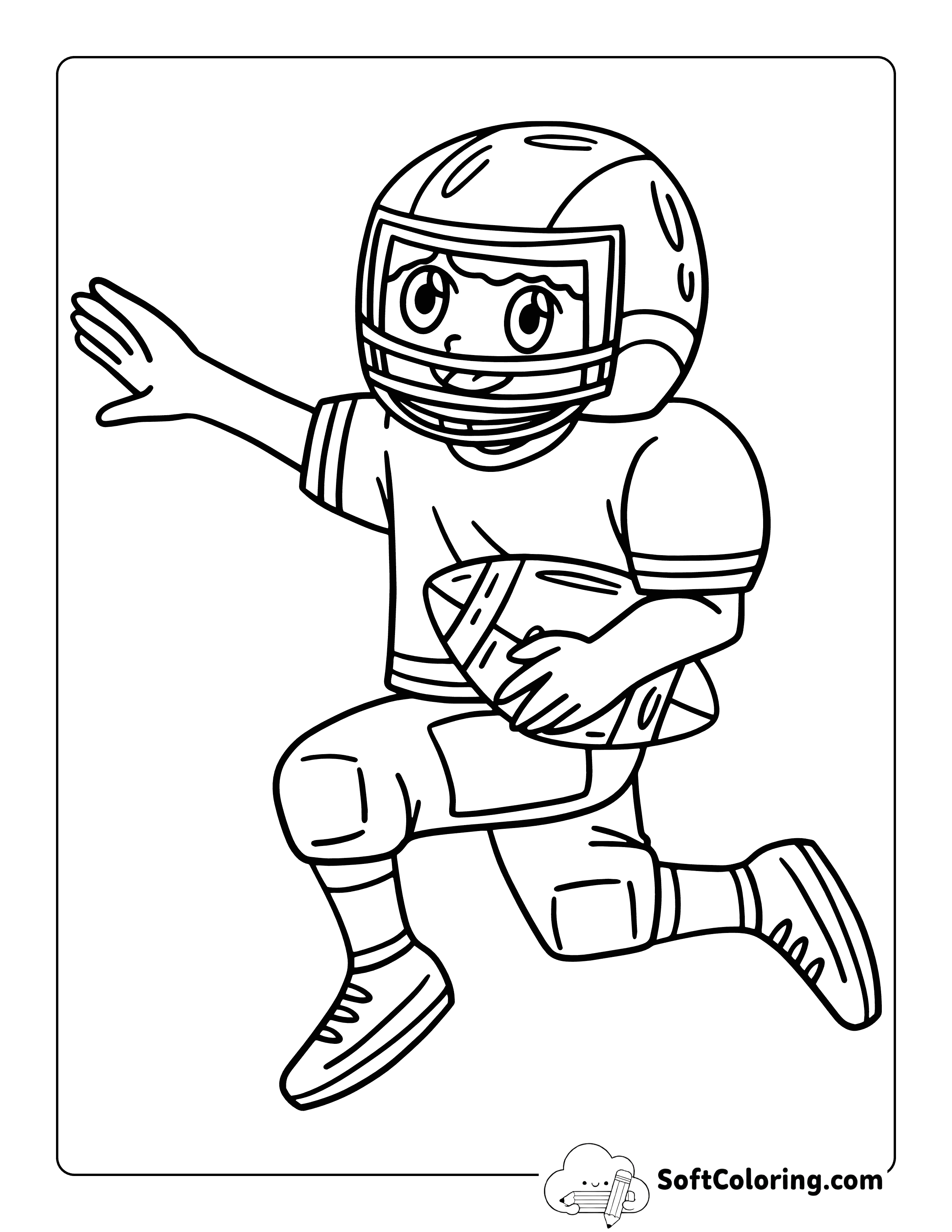 Cool Easy Football Wide Receiver Coloring Page