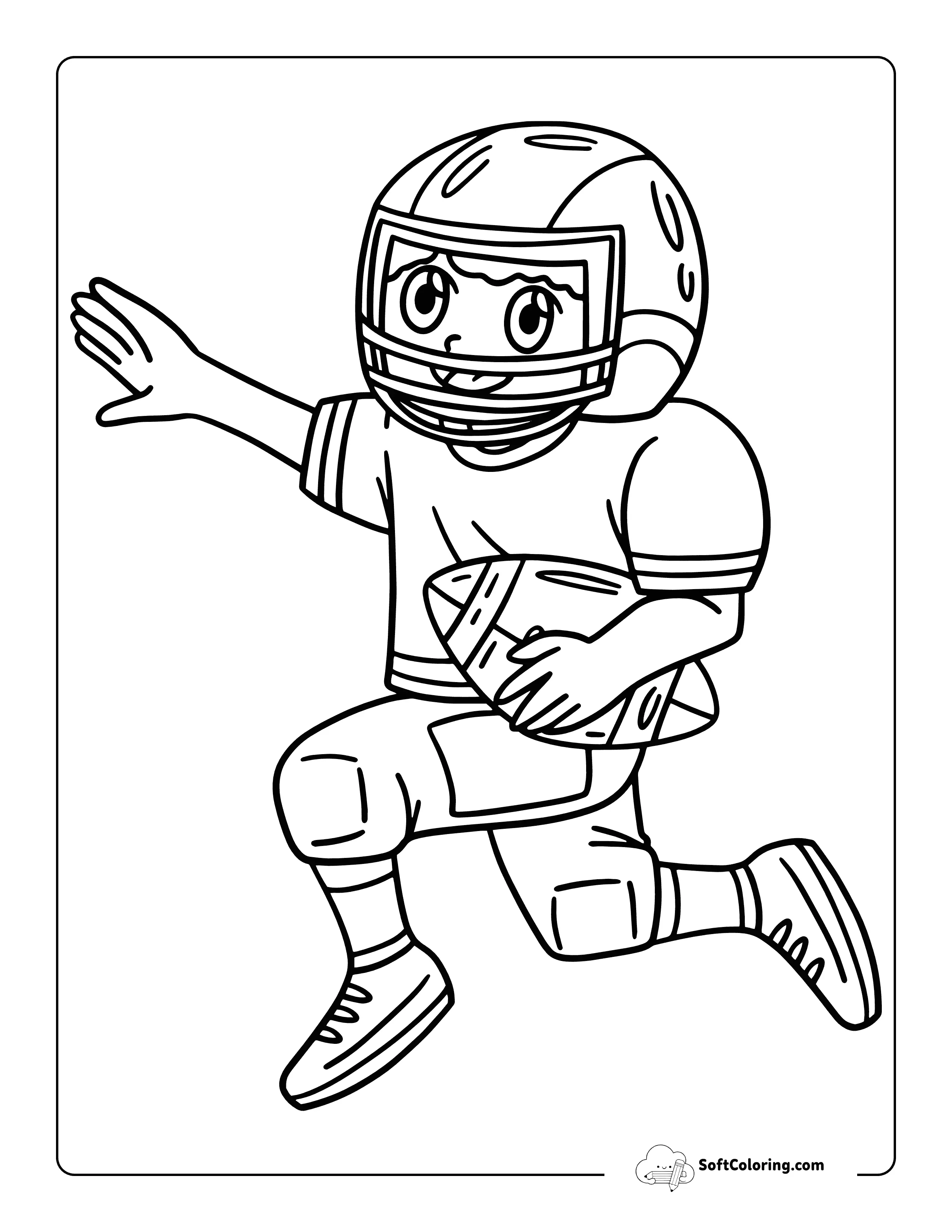 Cool Easy Football Wide Receiver Coloring Page