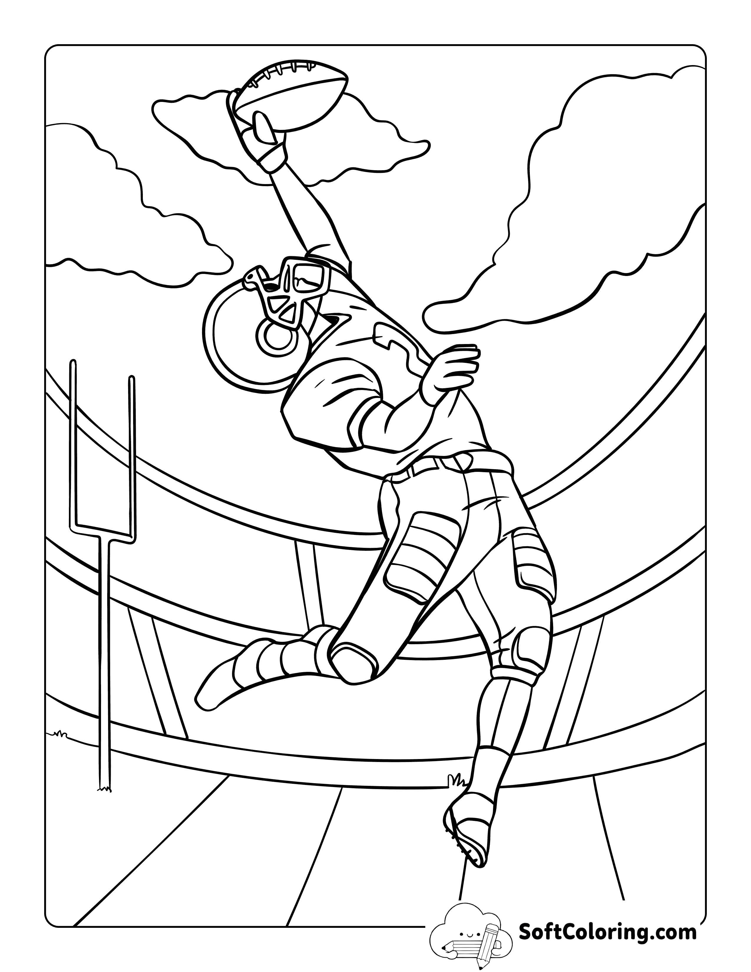 Realistic Football Player Coloring Page