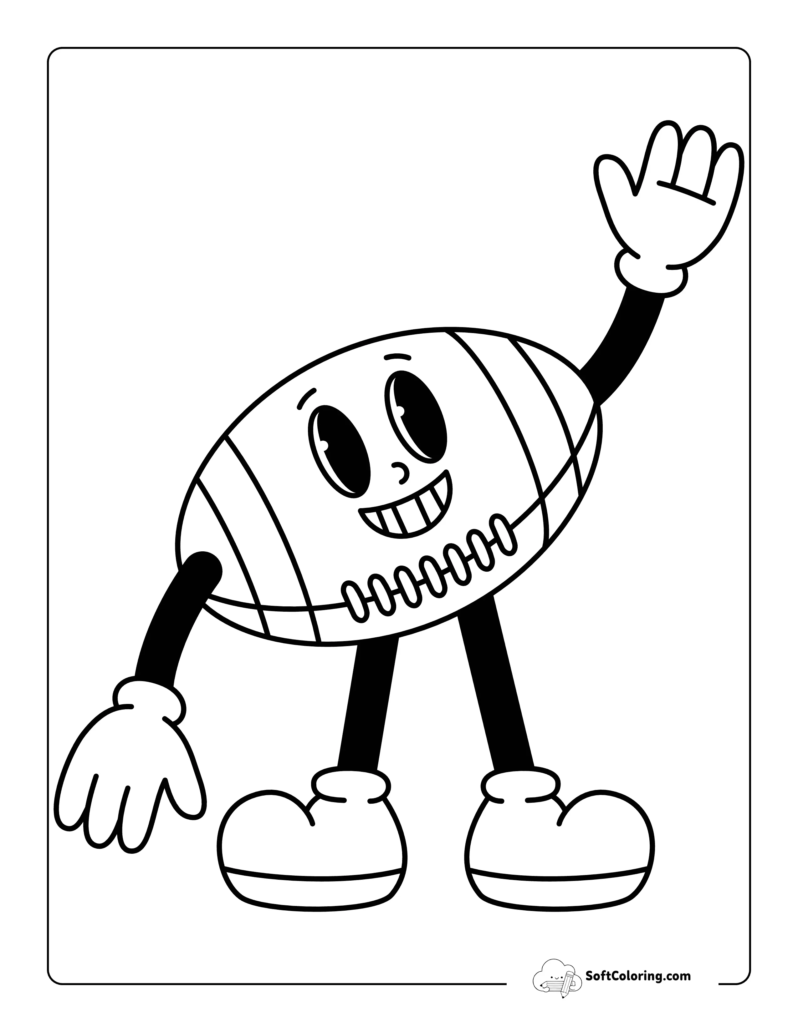 Cute Retro Cartoon Football Coloring Page