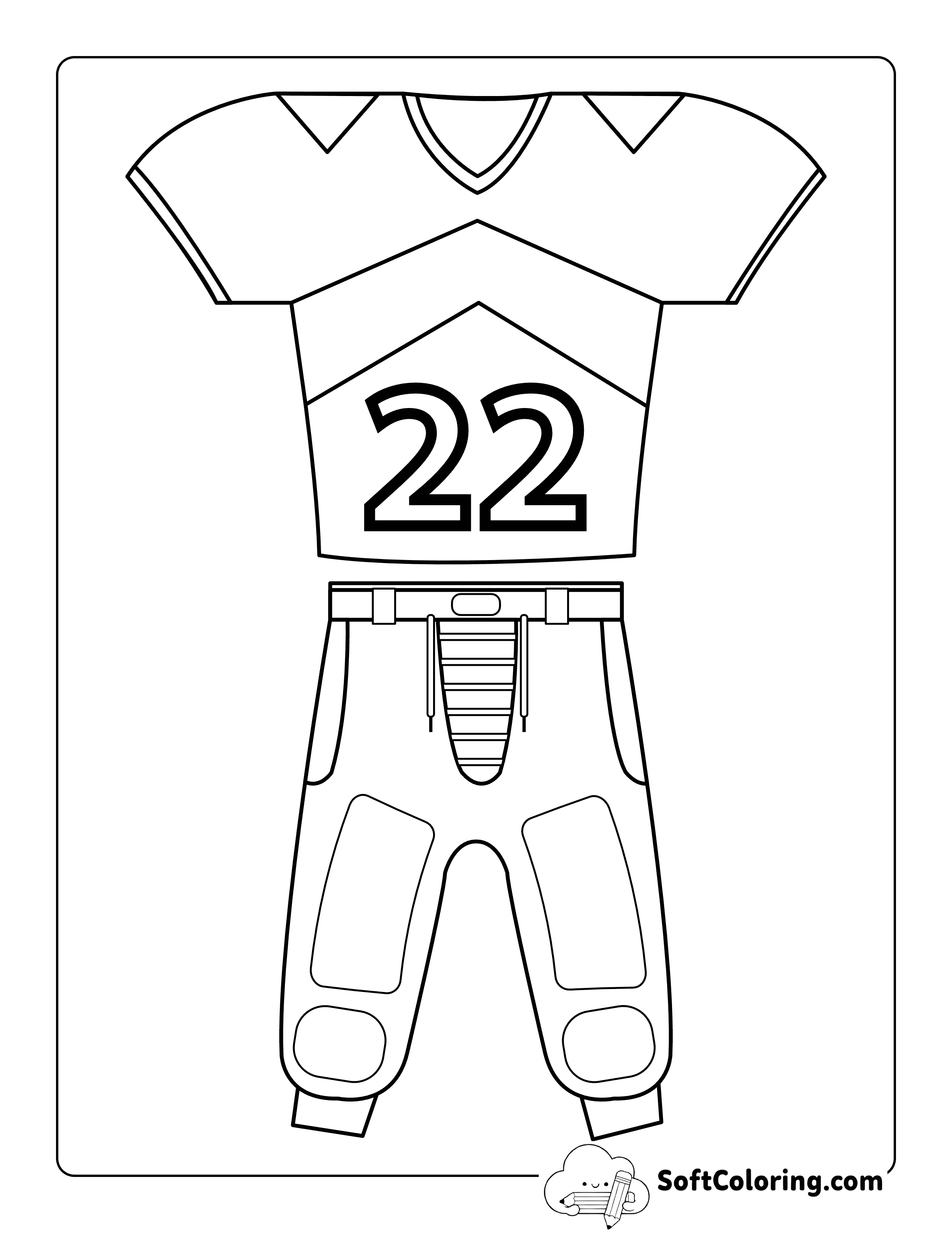 Easy Football Jersey Coloring Page for Kids