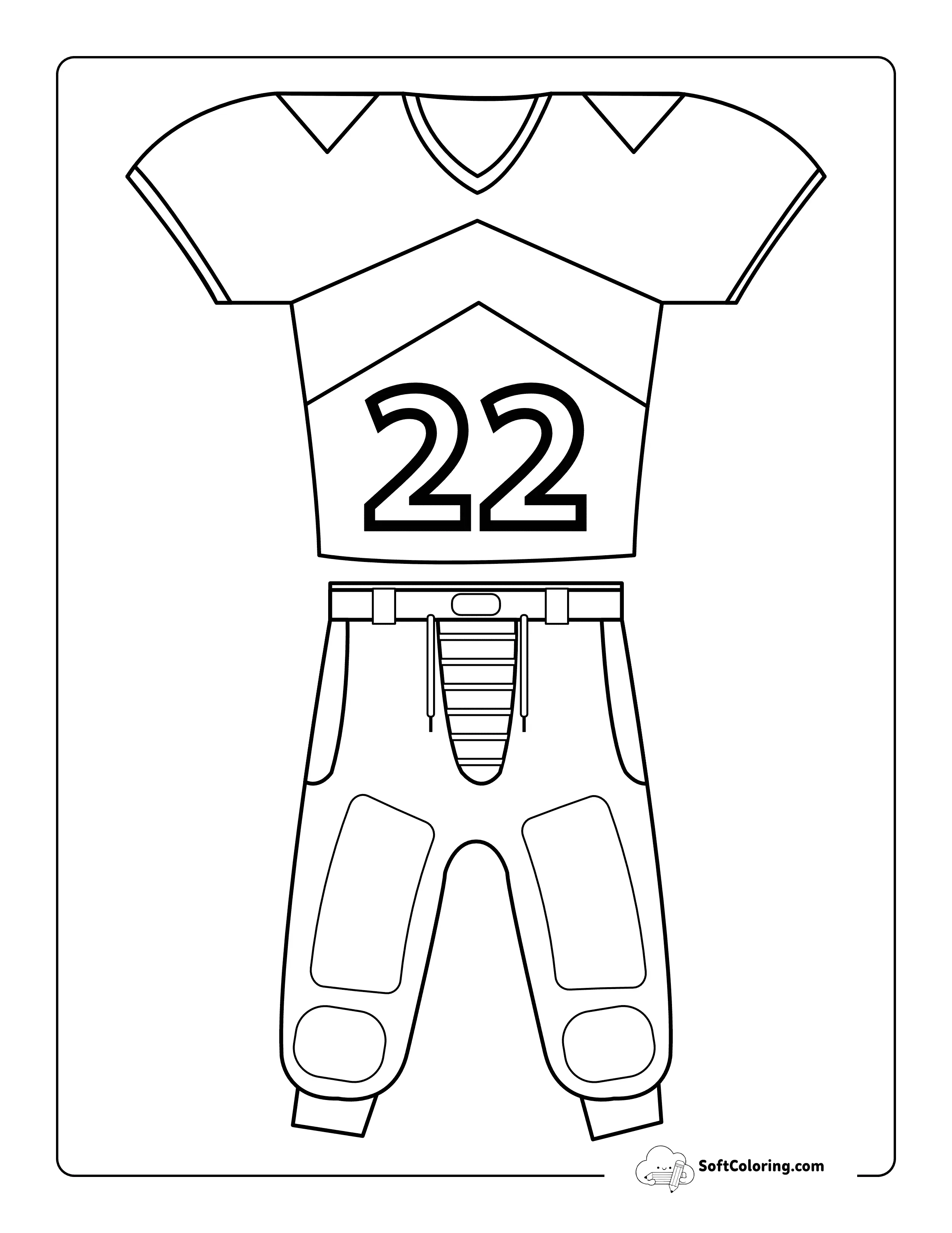 Easy Football Jersey Coloring Page For Kids