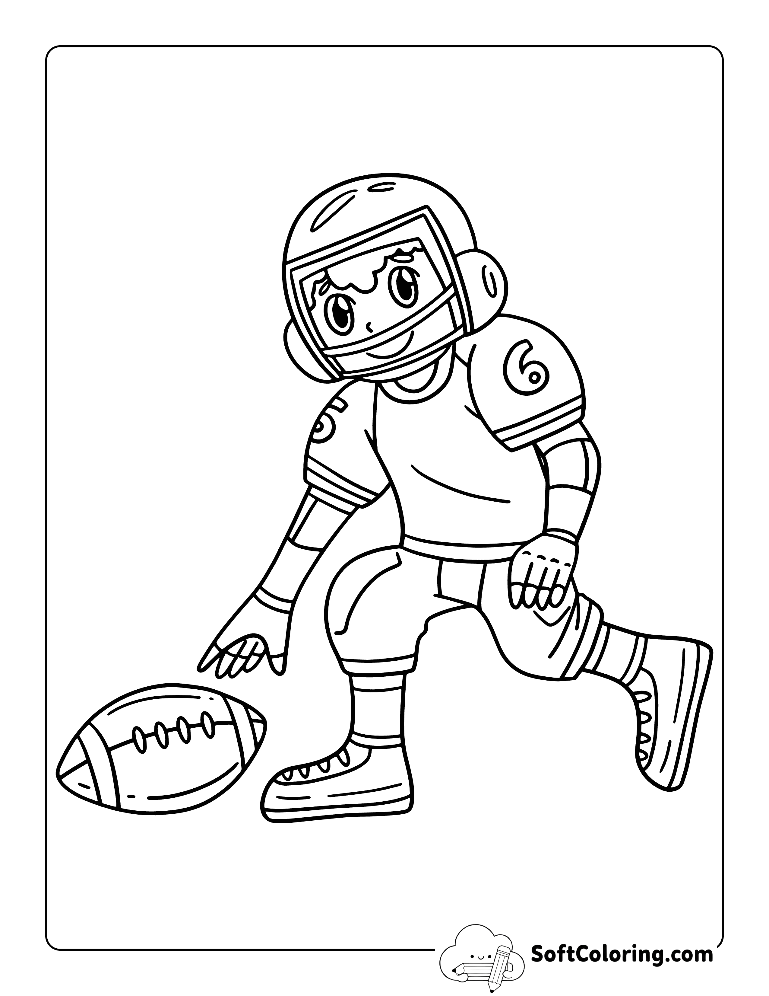 Grabbing Football Easy Football Player Coloring Sheet