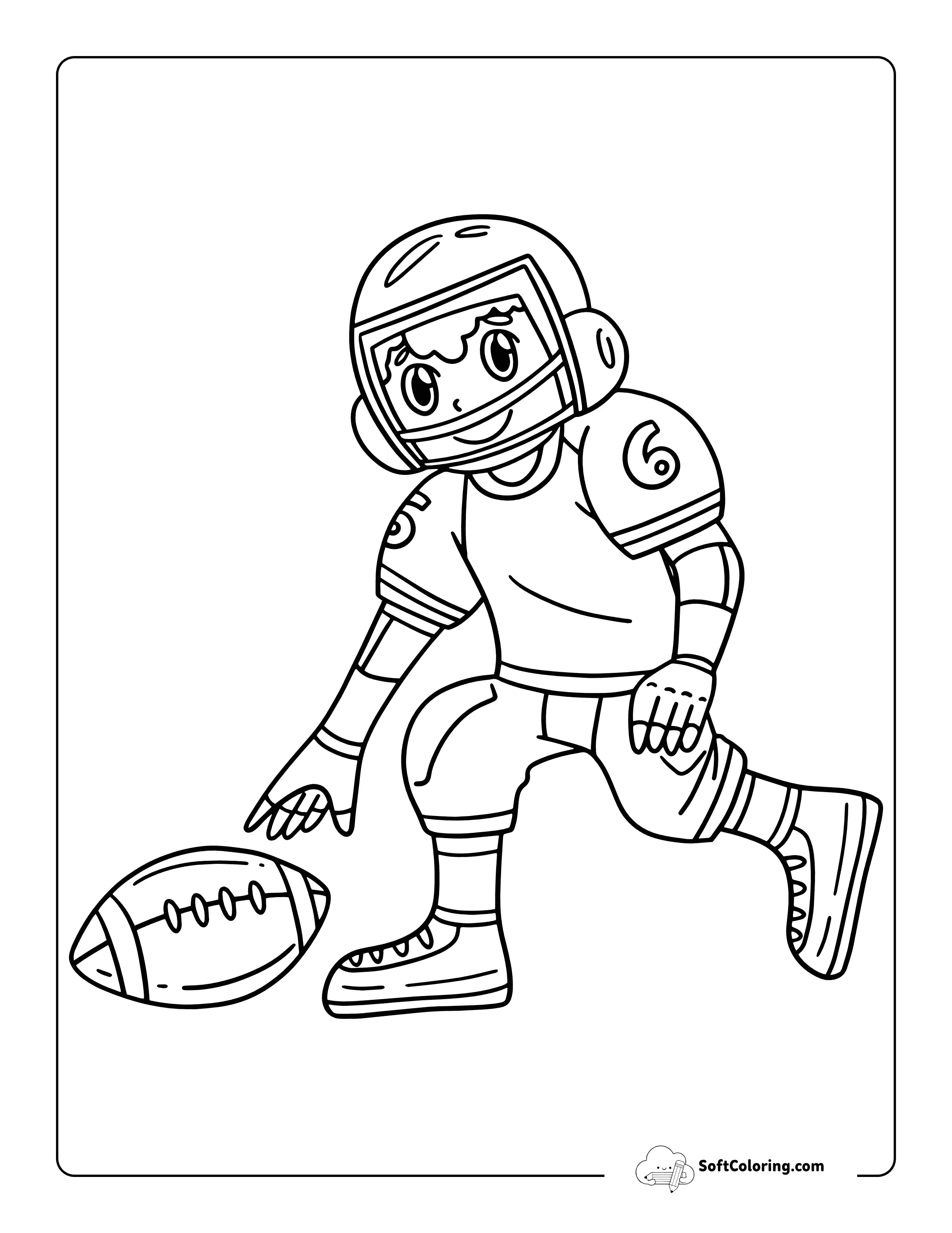 Grabbing Football Easy Football Player Coloring Sheet