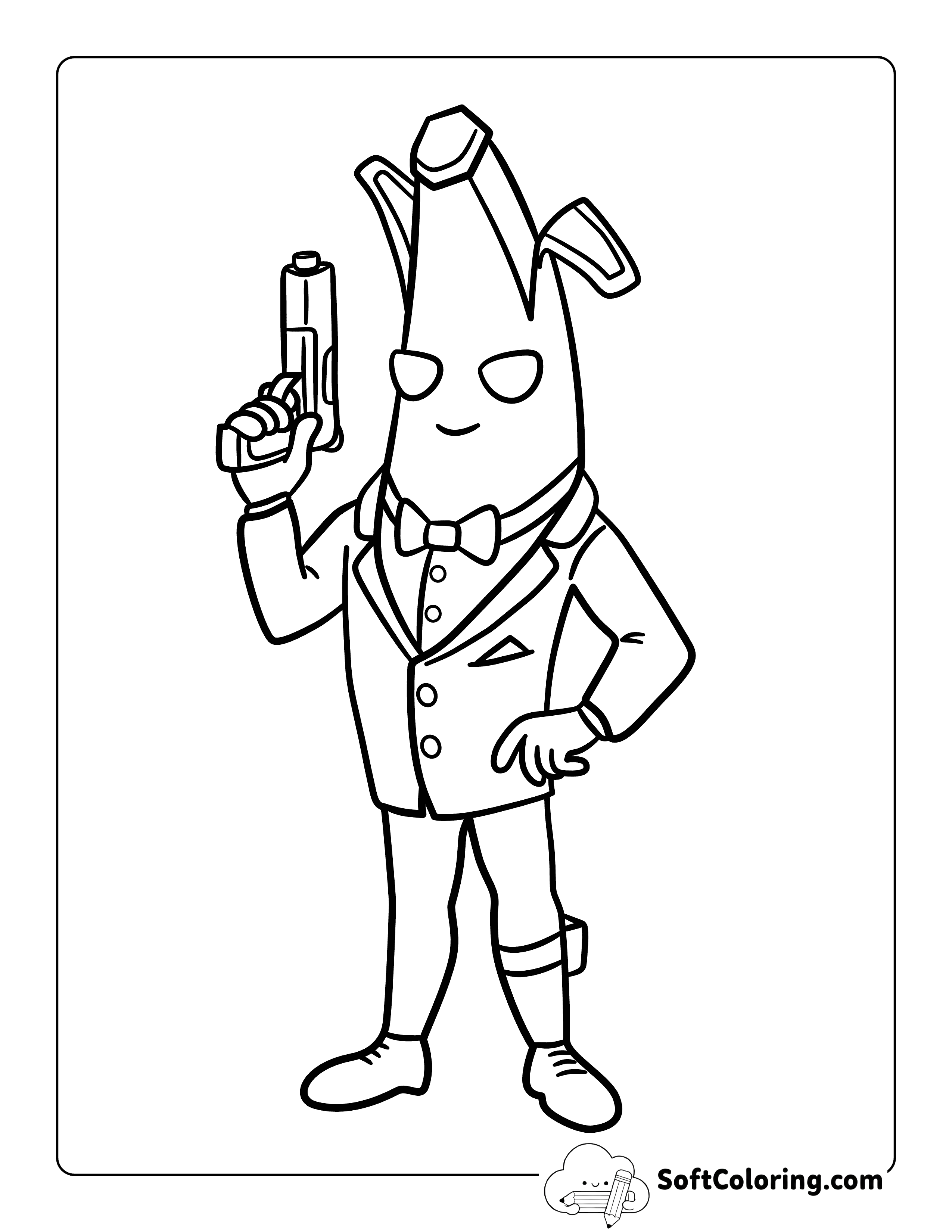 Agent Peely from Fortnite-Inspired Coloring Page
