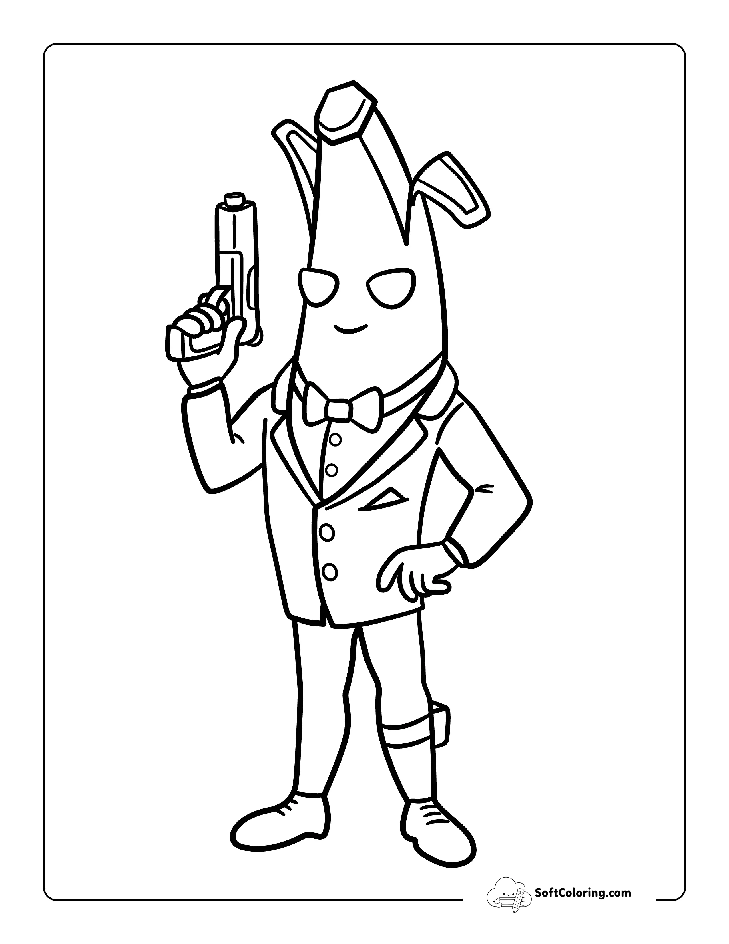Agent Peely From Fortnite-Inspired Coloring Page
