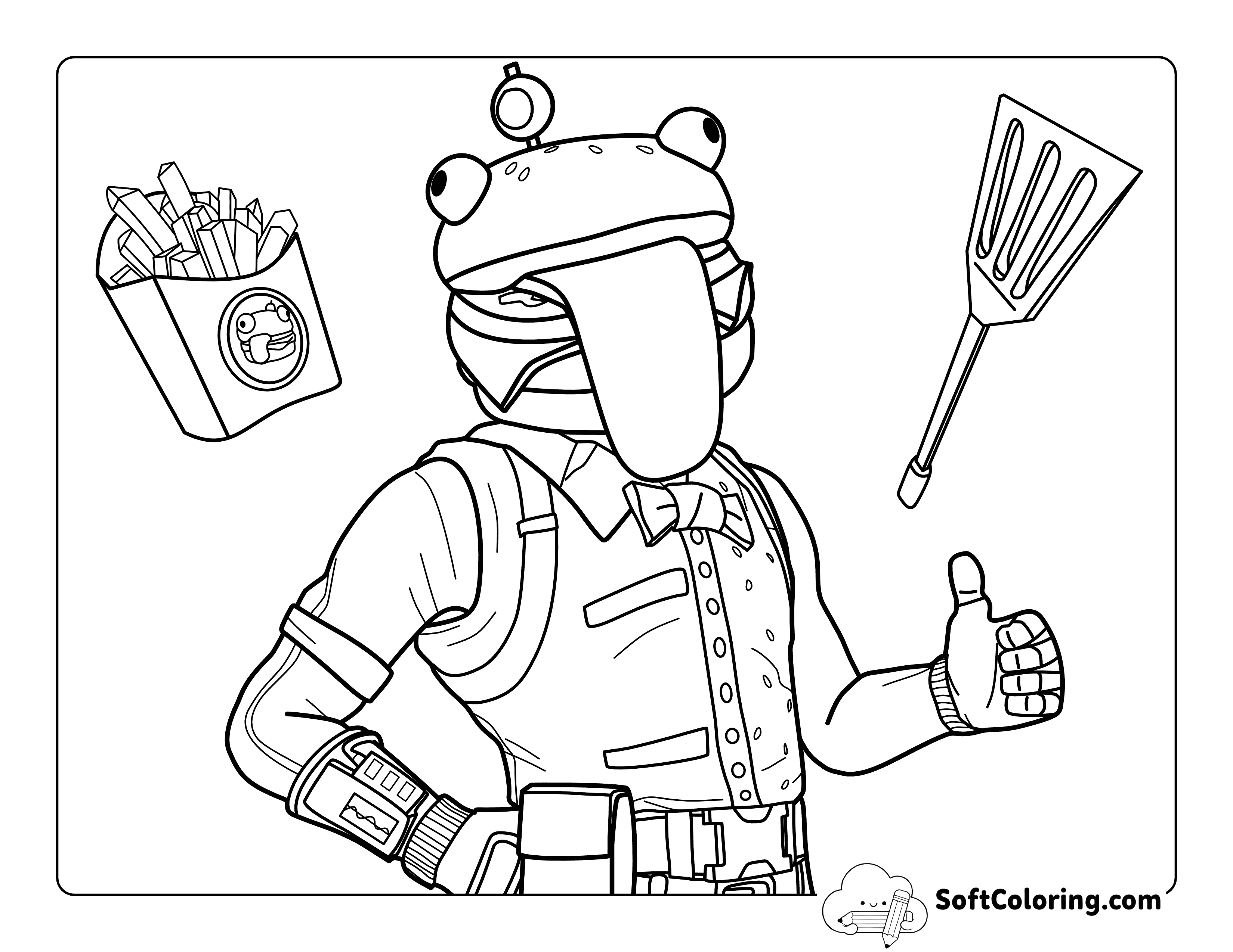 Burger Boss from Fortnite-Inspired Coloring Page