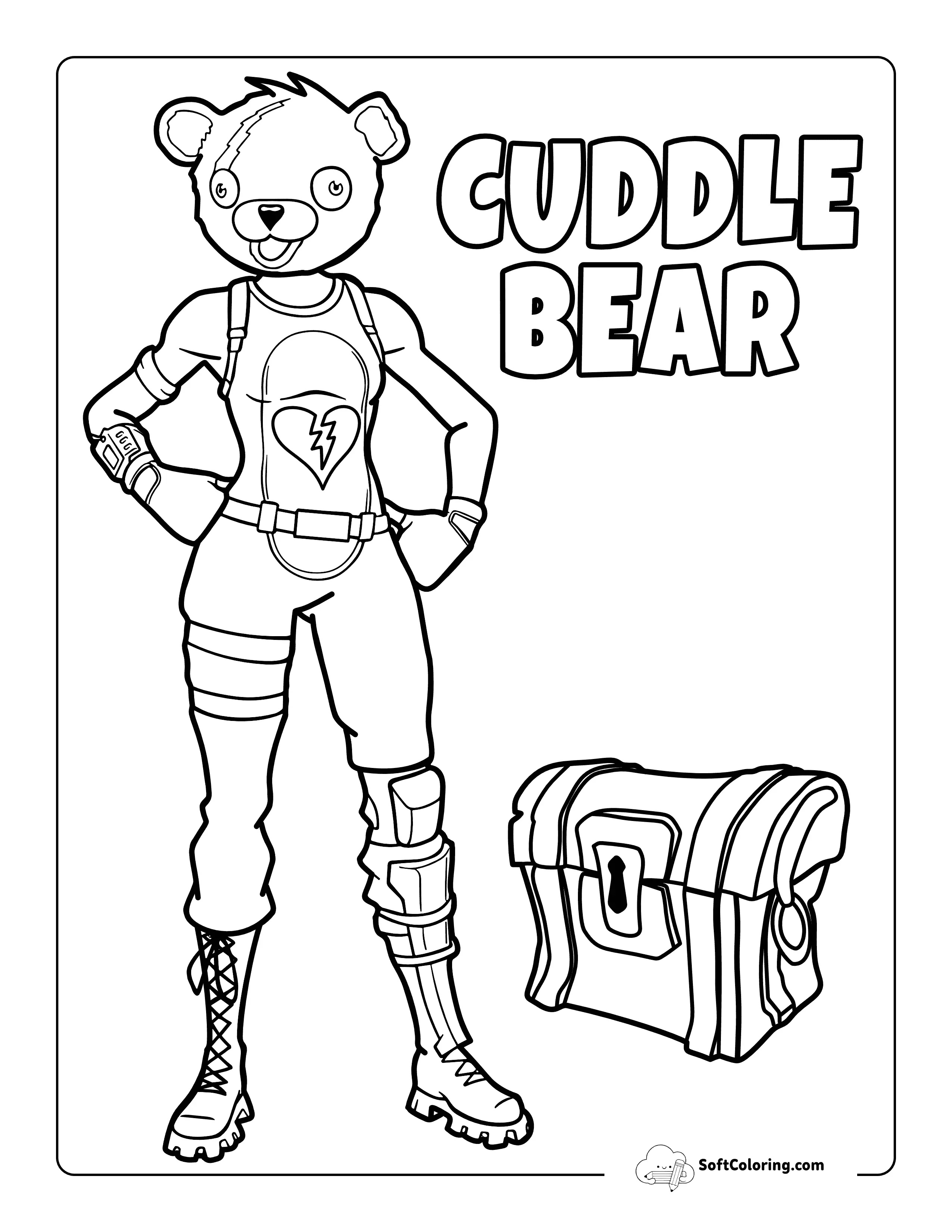 Cool Cuddle Bear Outline Inspired To Color By Fortnite