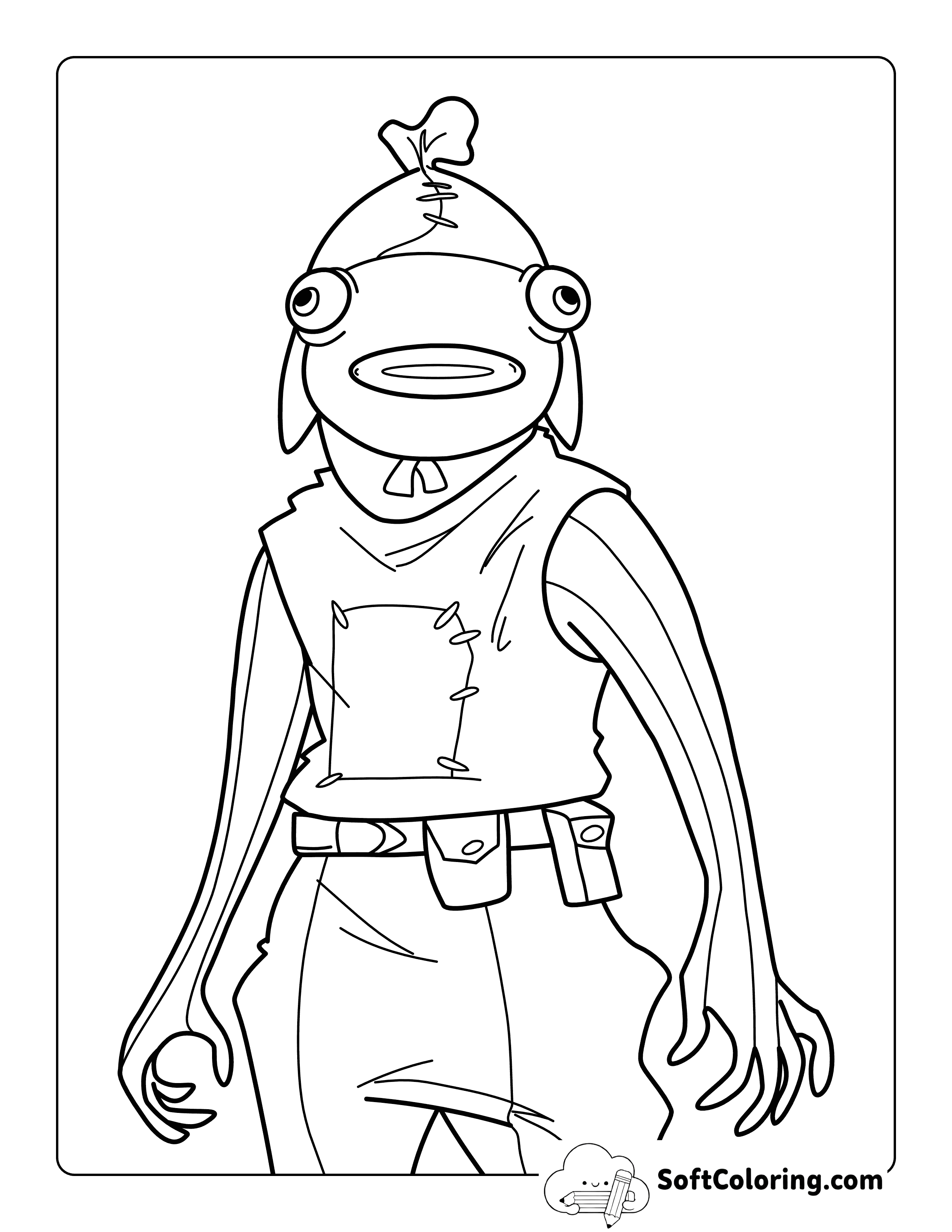 Easy Cool Fishstick Fortnite-Inspired Coloring Sheet