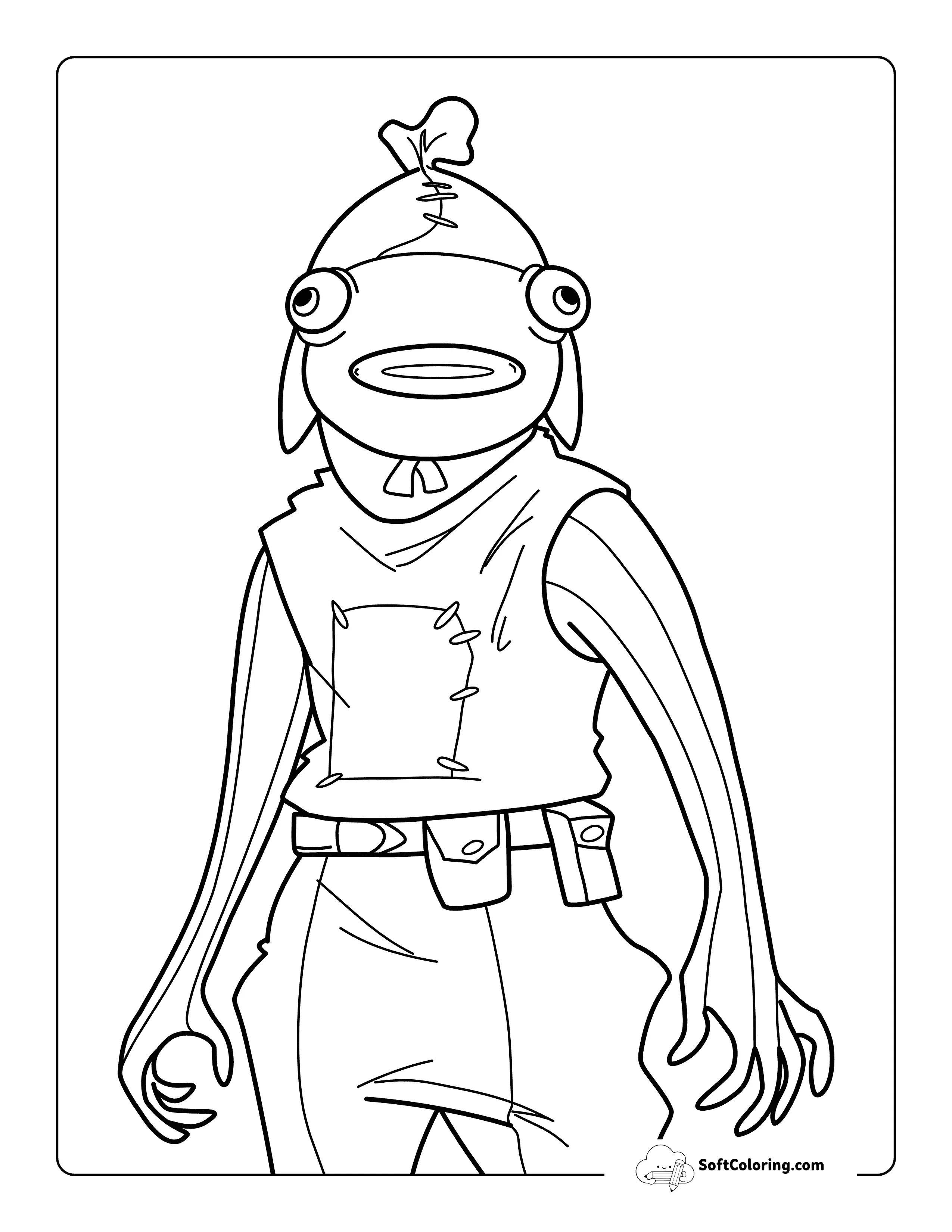 Easy Cool Fishstick Fortnite-Inspired Coloring Sheet