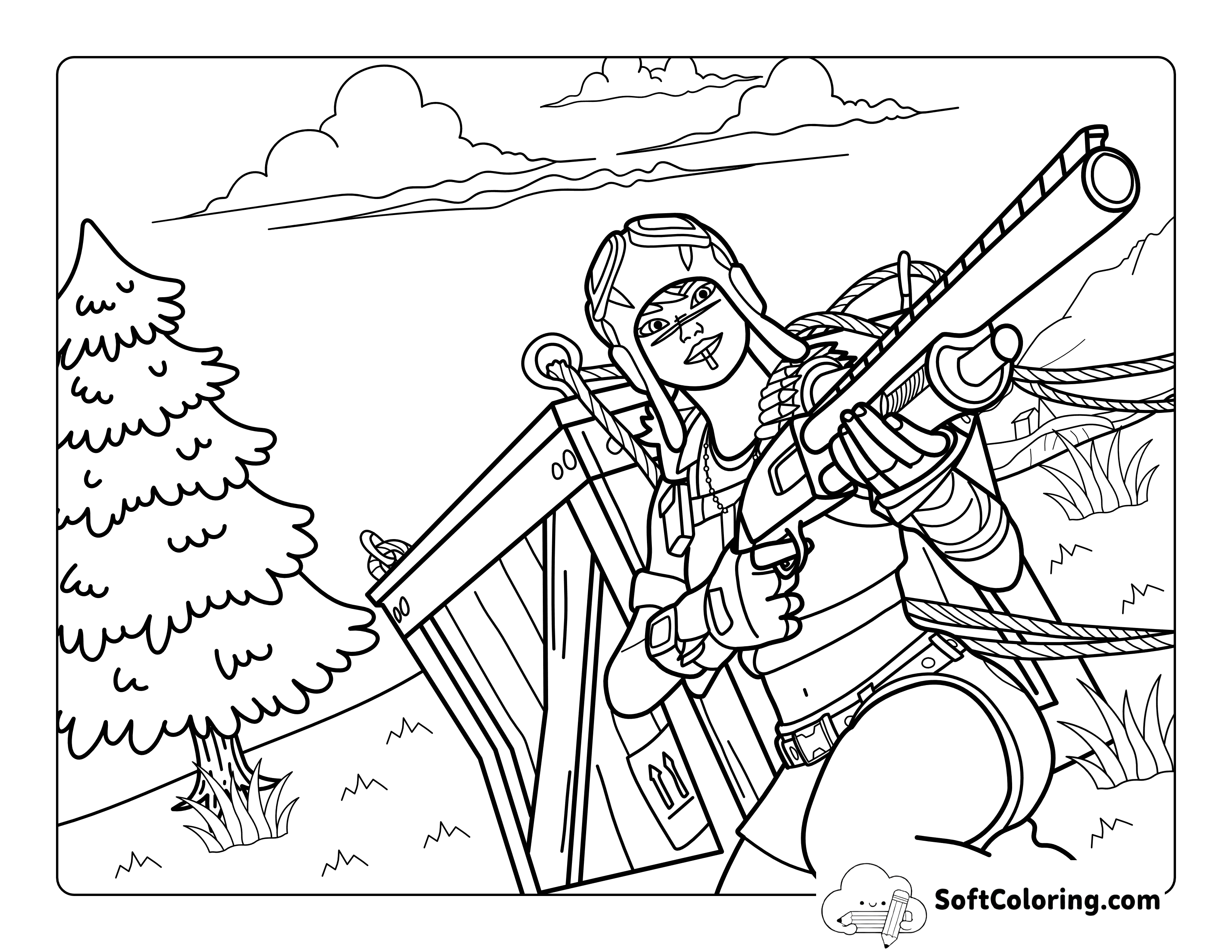 Battle Gameplay Fortnite-Inspired Printable Coloring Page
