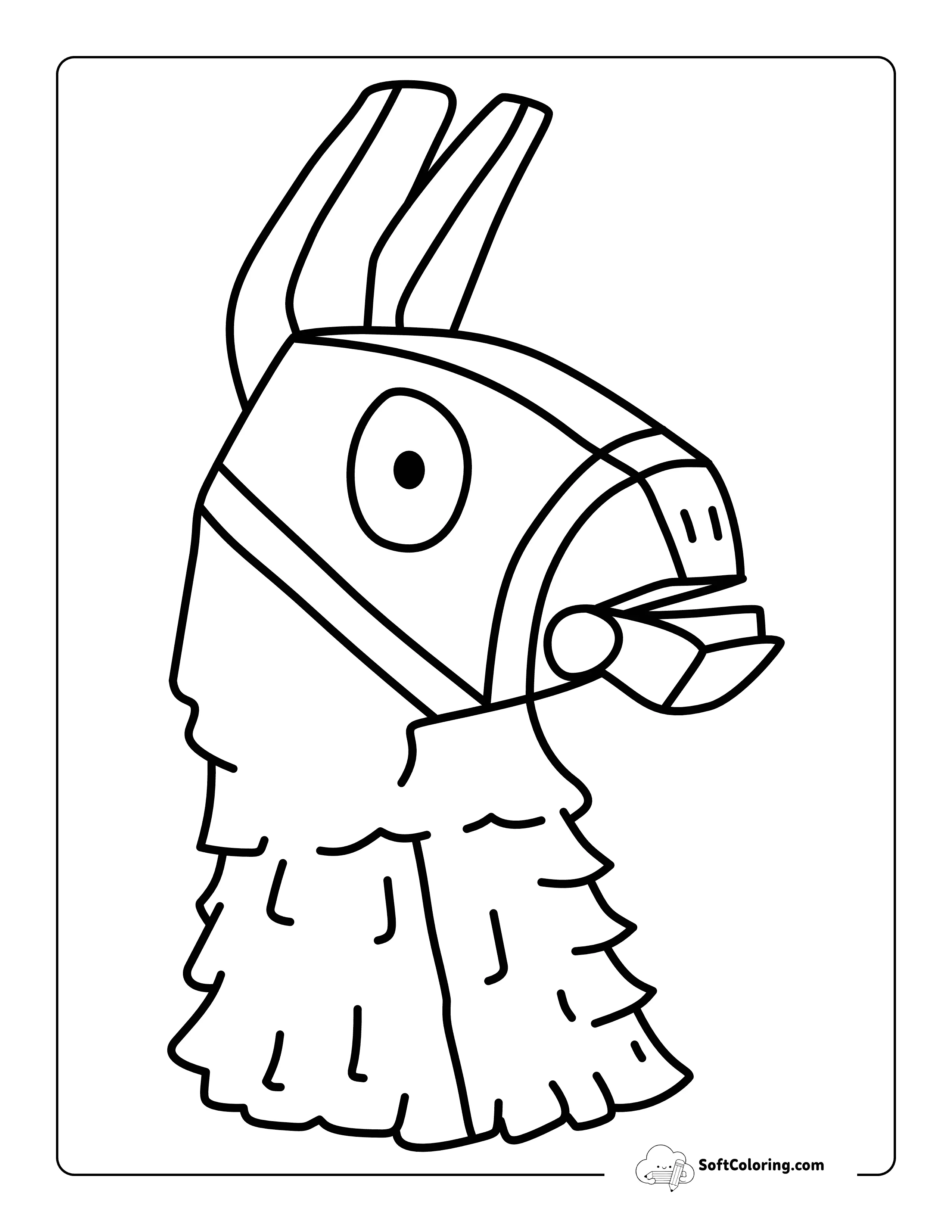 Simple Look Llama Fortnite-Inspired Coloring Sheet