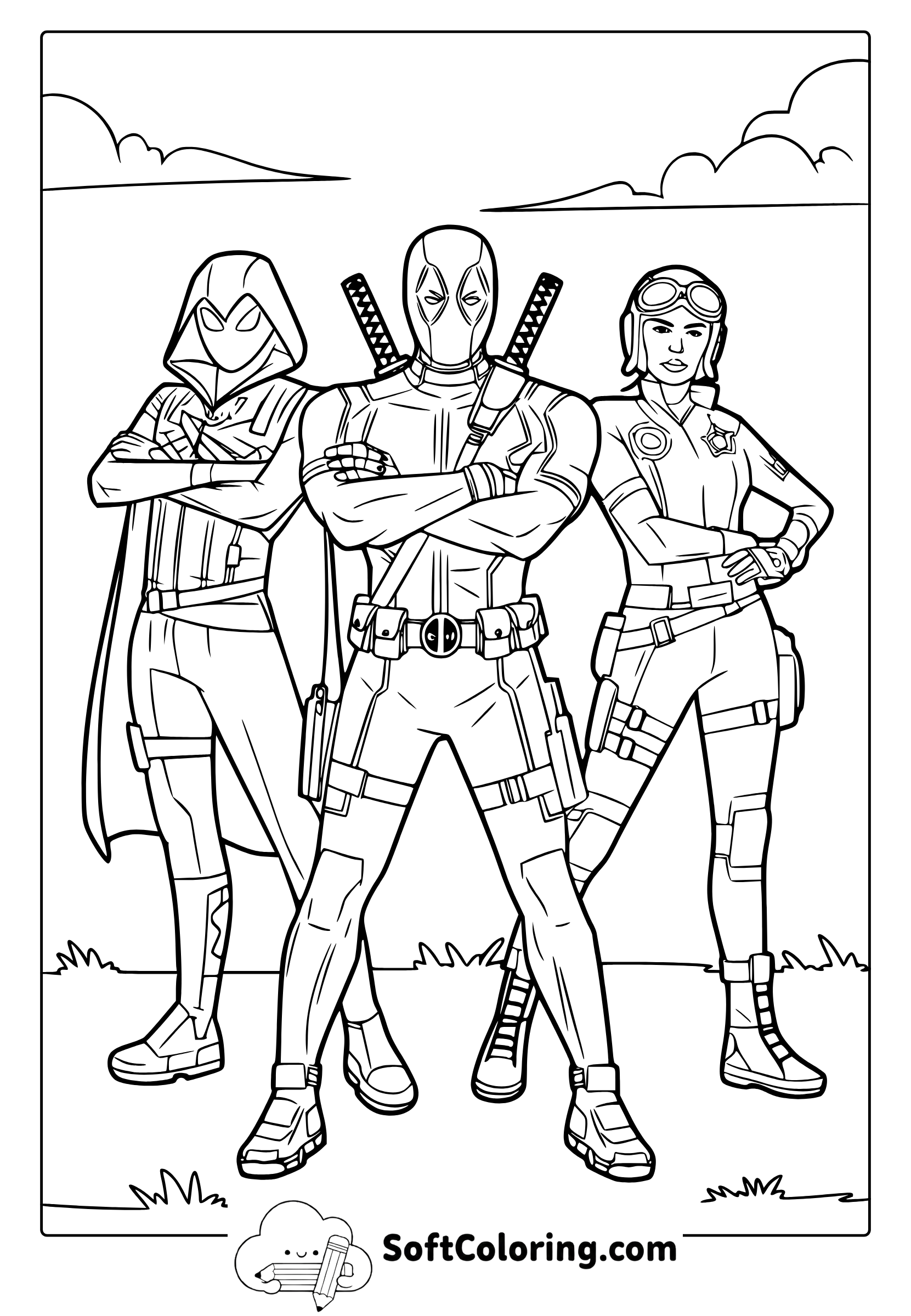 fortnite deadpool coloring page