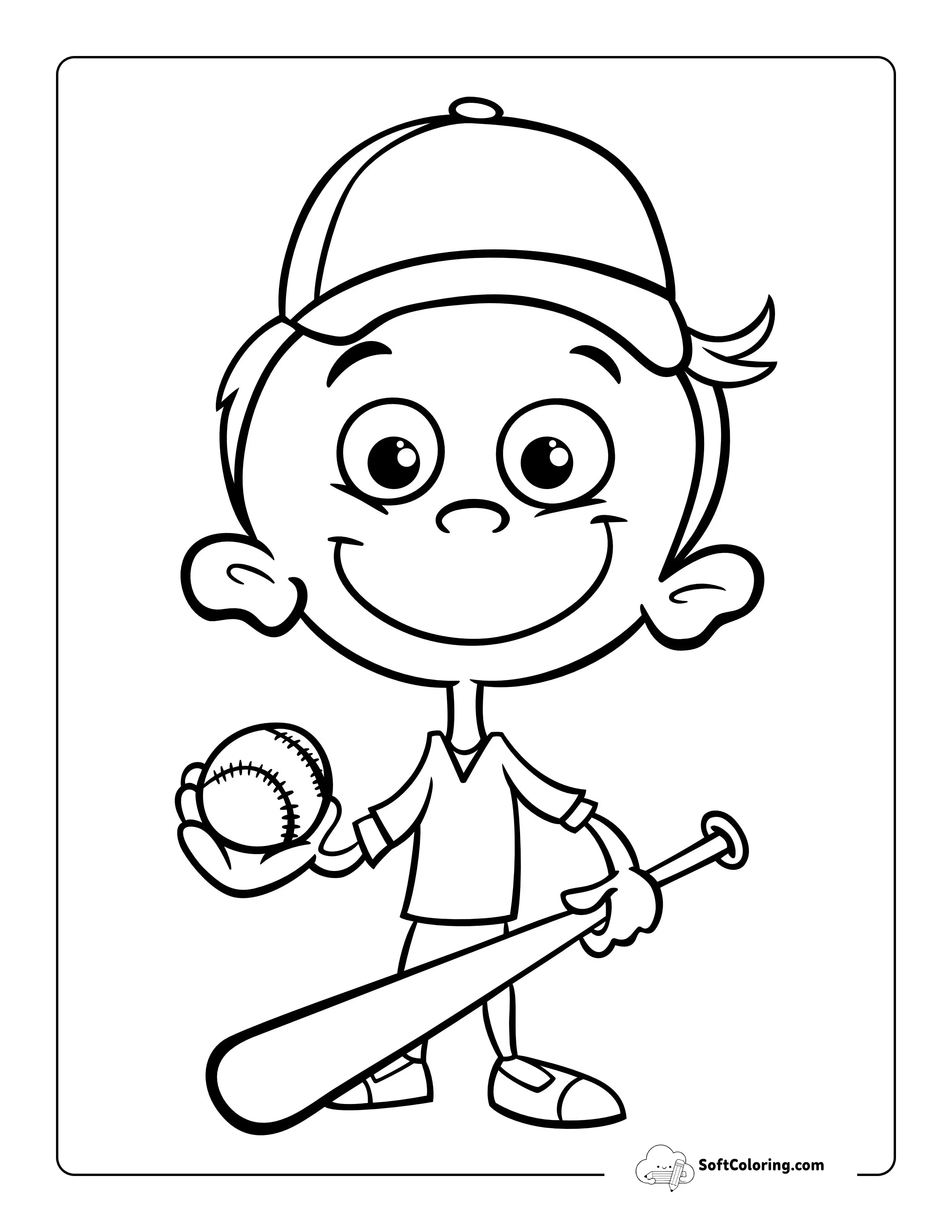 Boy Playing Baseball Coloring Page