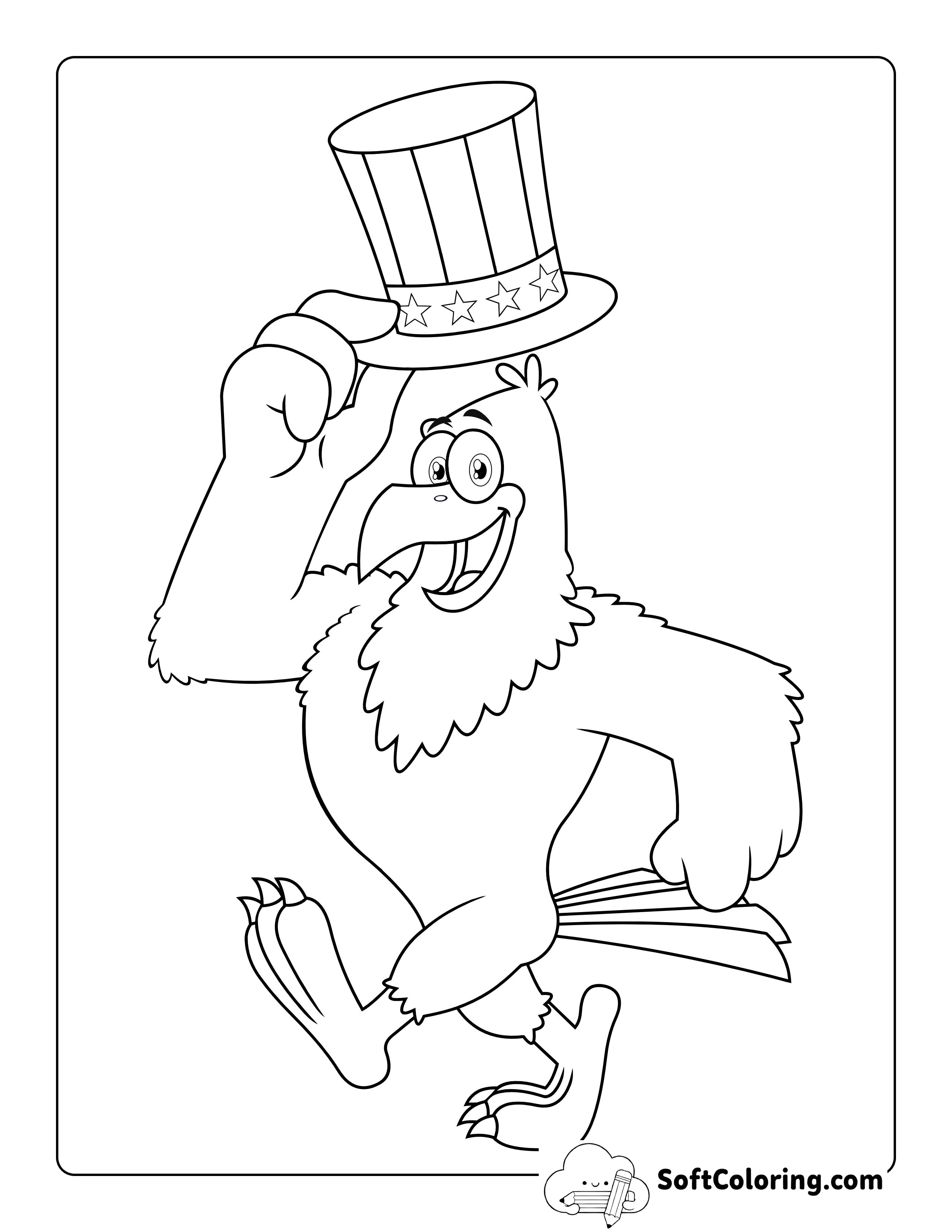 Easy Bald Eagle America Patriotic Coloring Sheet