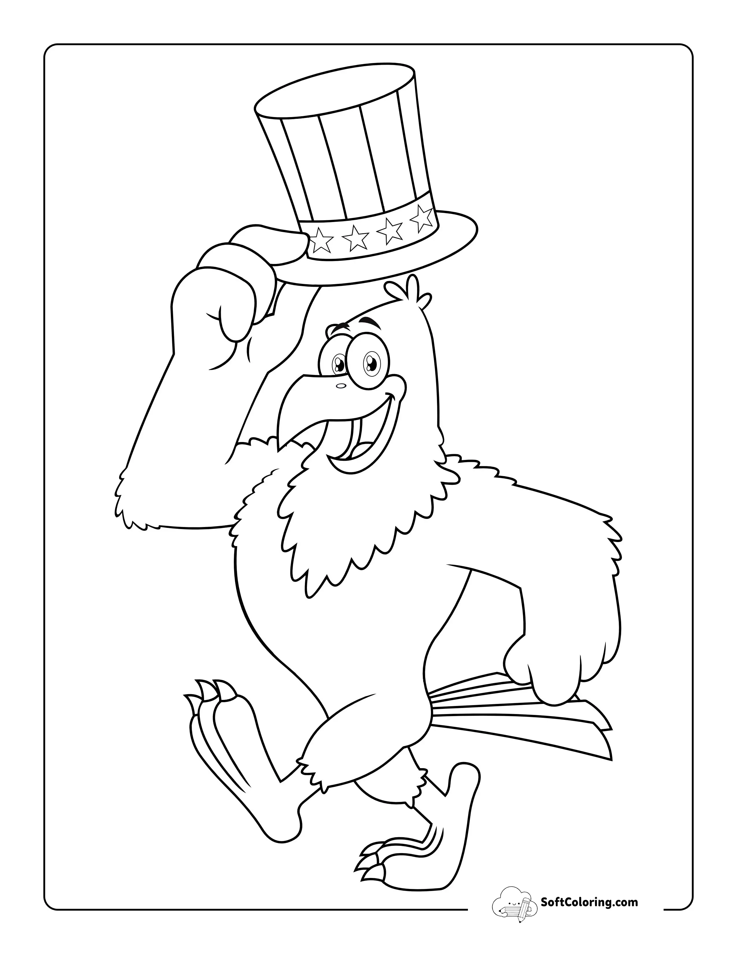Easy Bald Eagle America Patriotic Coloring Sheet