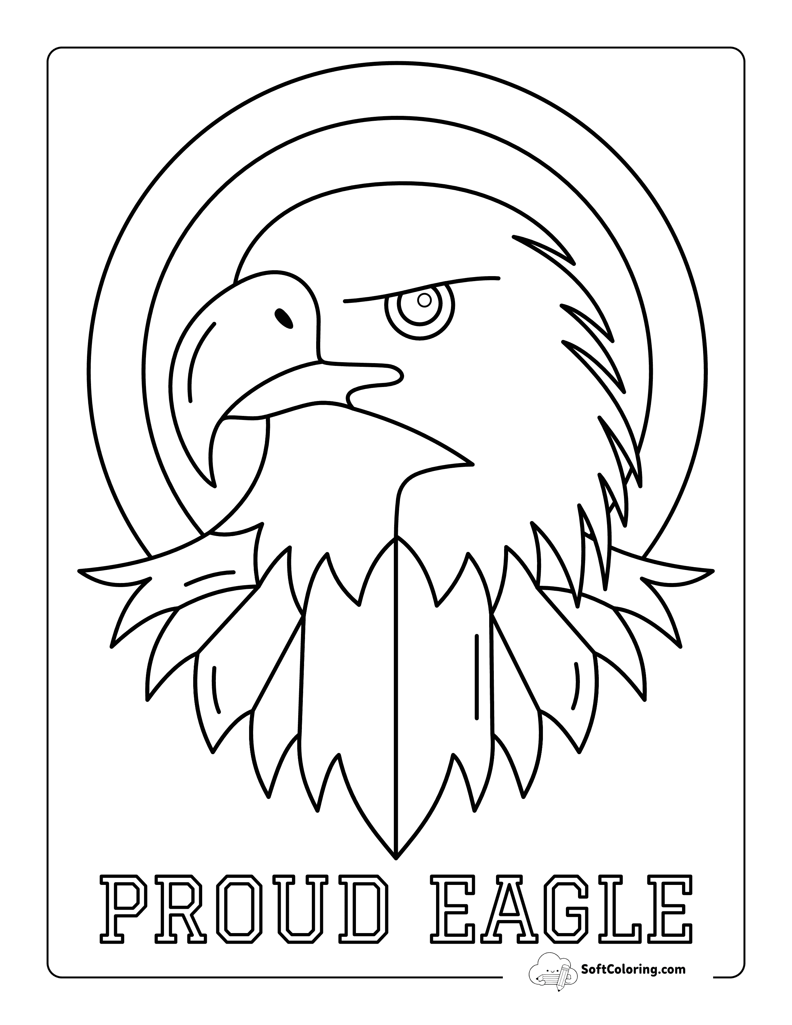 "Proud Eagle" Patriotic American July 4Th Coloring Page