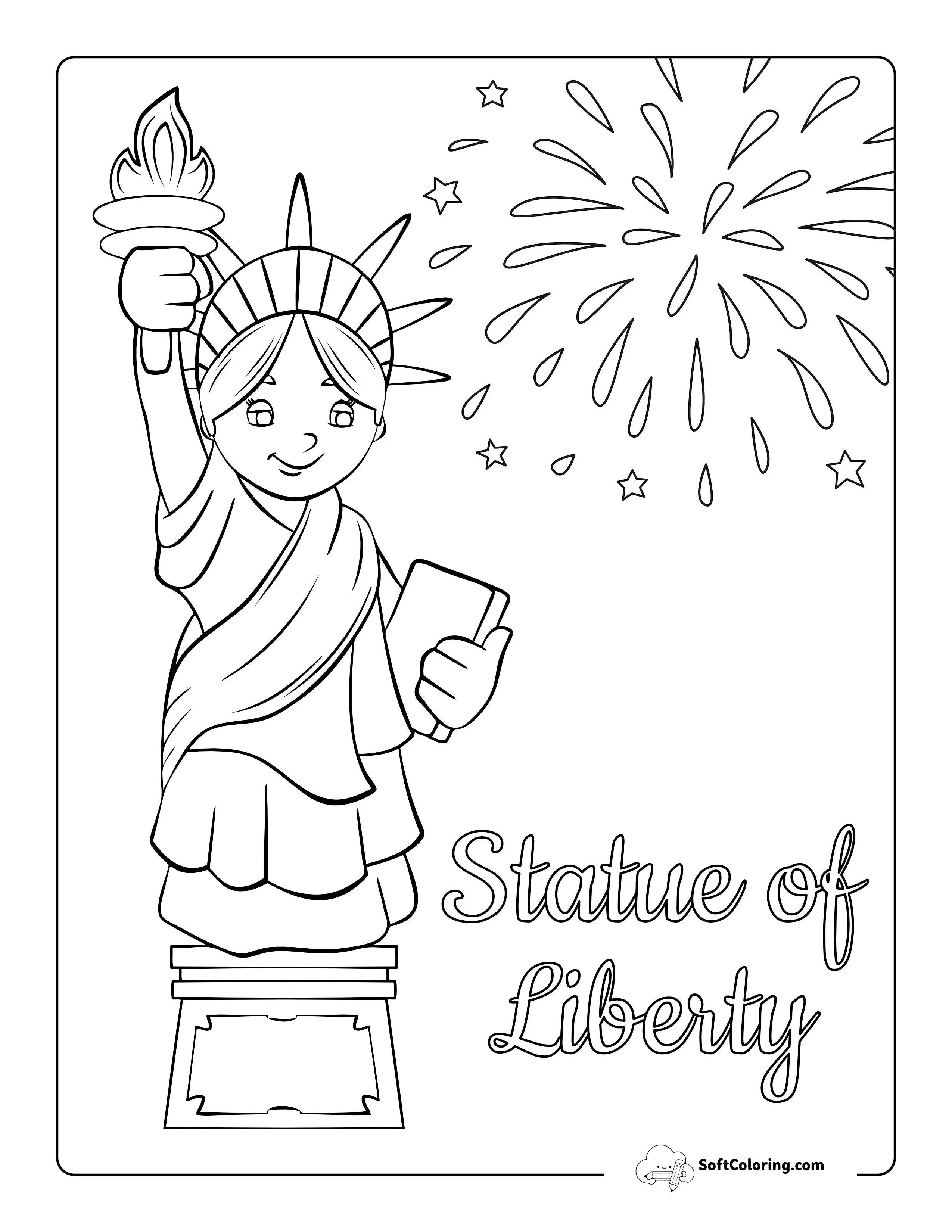 Statue Of Liberty Easy 4Th Of July Coloring Page