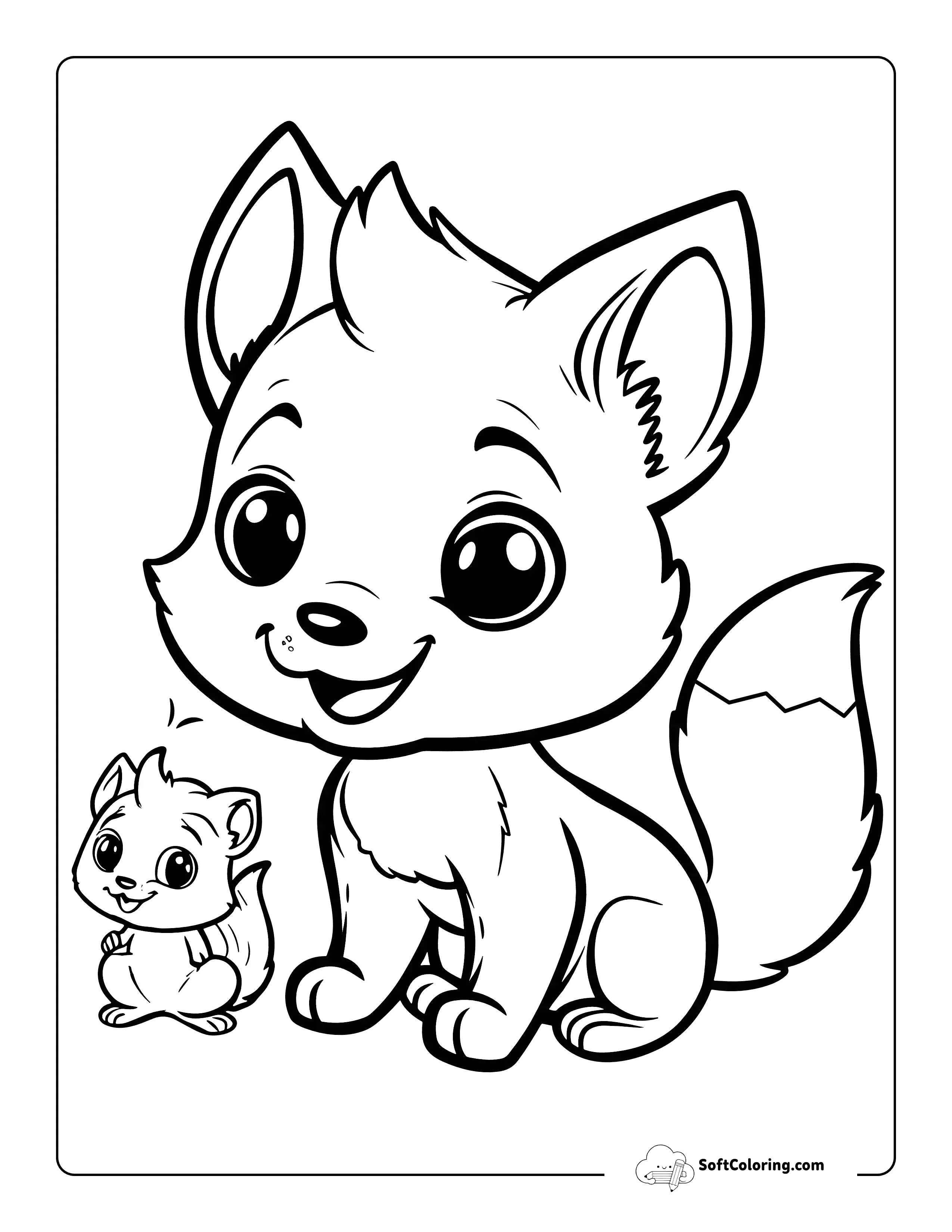 Squirrel And Fox Friends Coloring Page Printable
