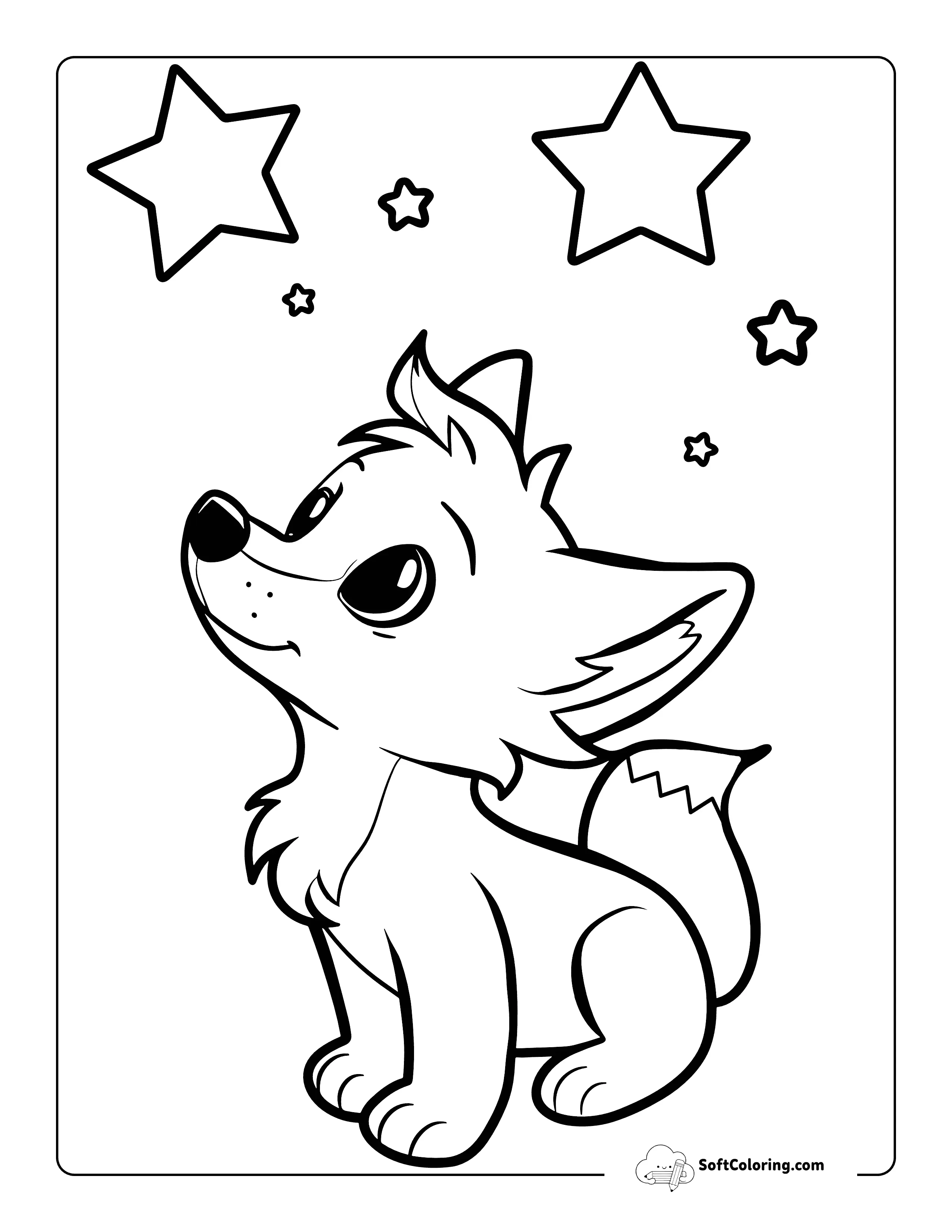 Stargazing Cute Fox Coloring Page For Kids