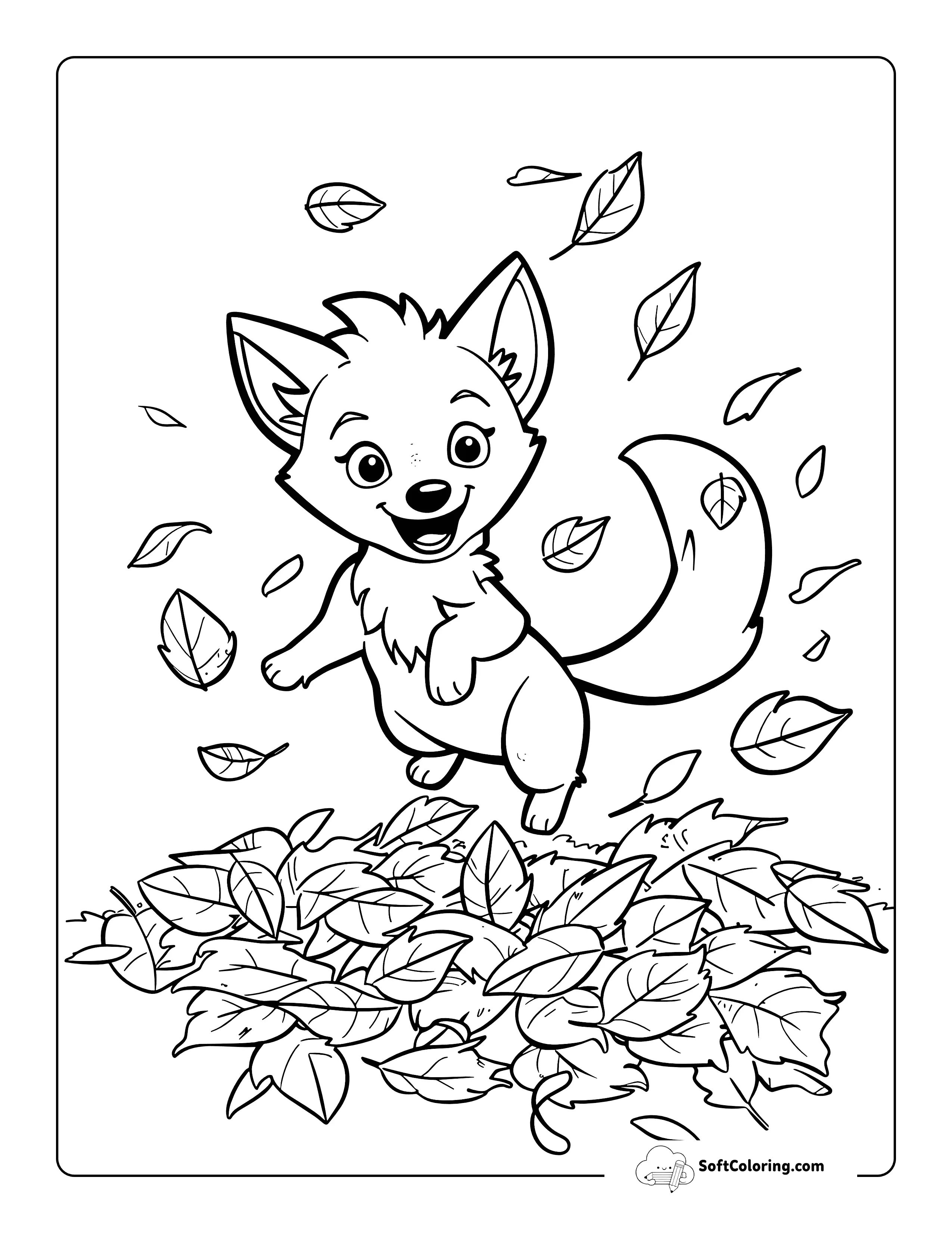 Cute Fall Fox Coloring Page