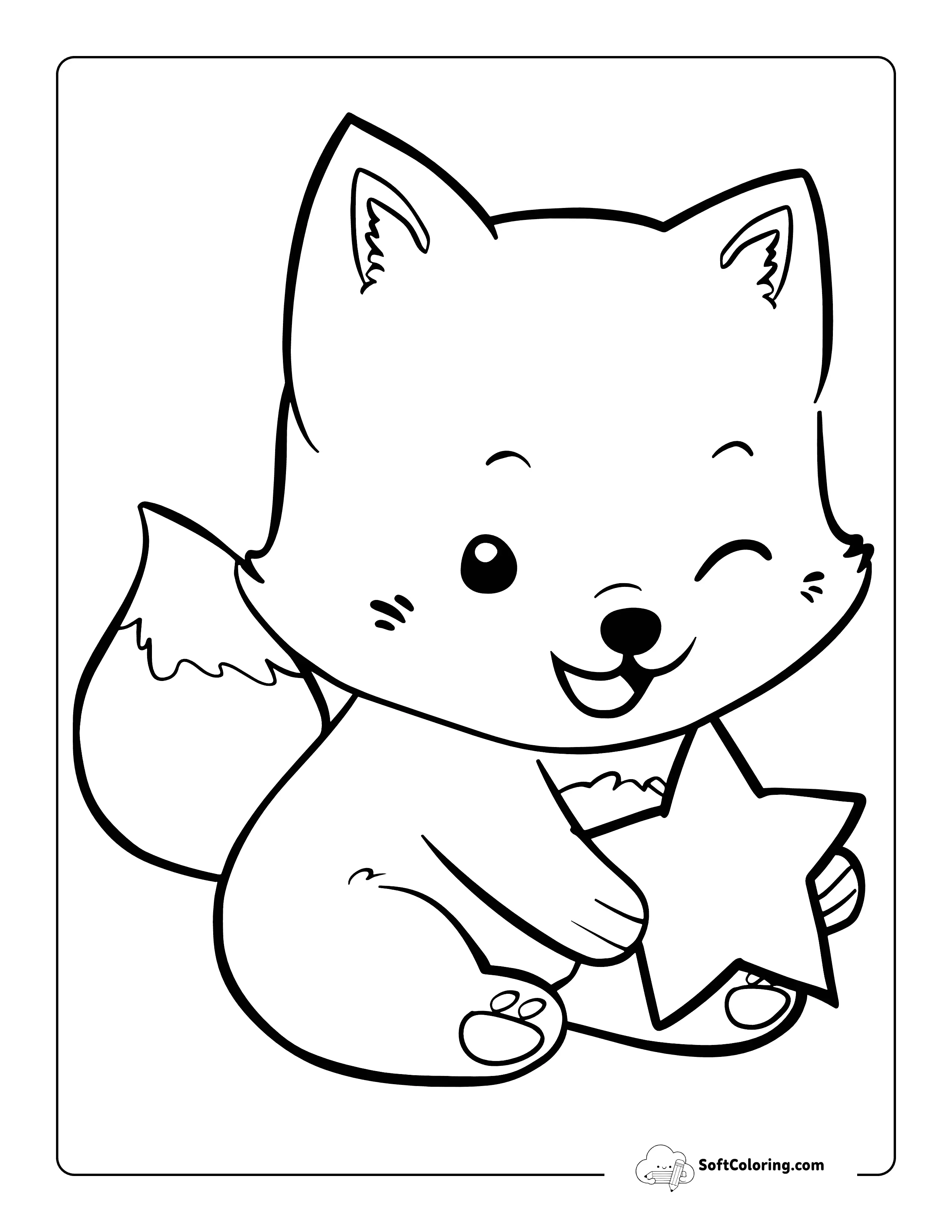 Kawaii Baby Fox Coloring Page For Kids