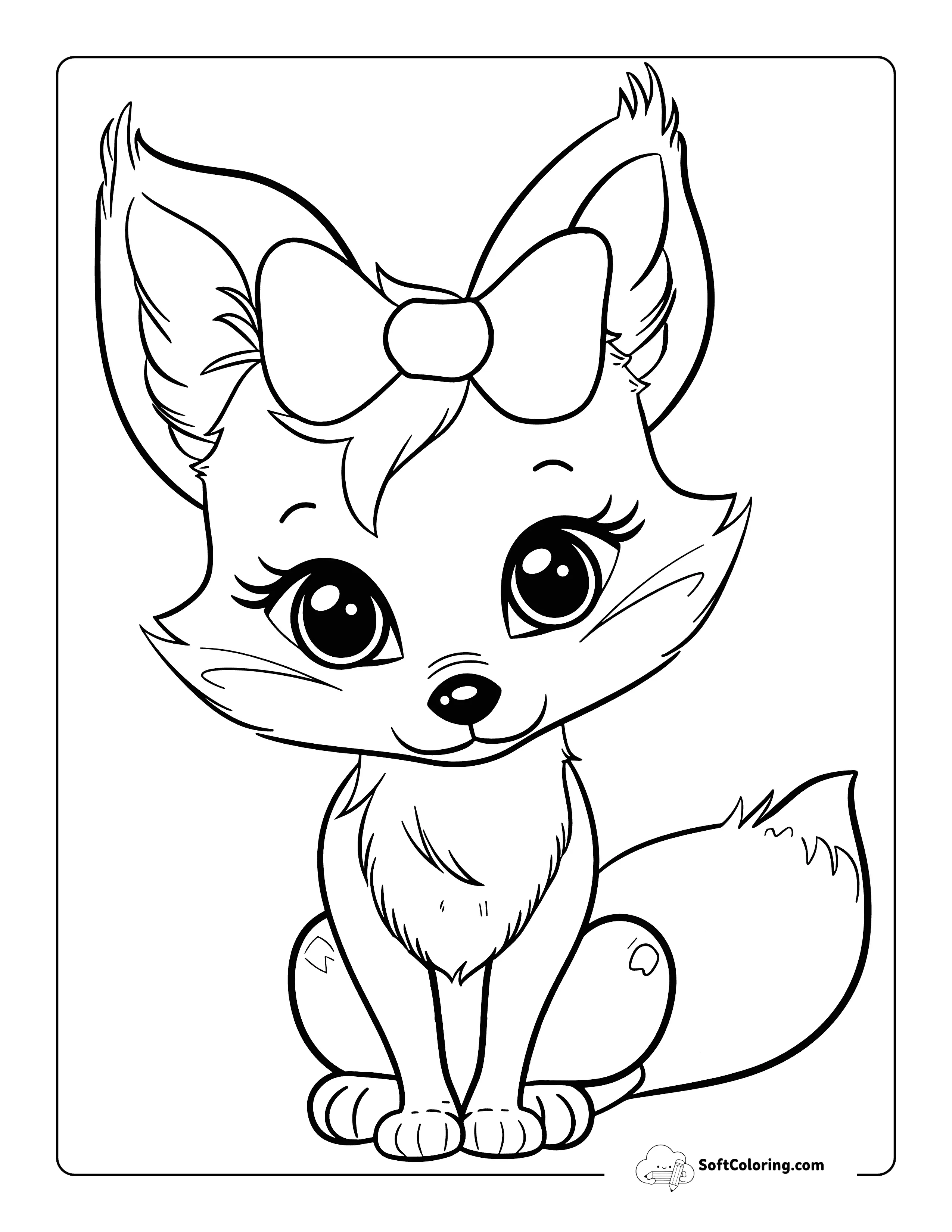Cute Fox Wearing A Bow Printable