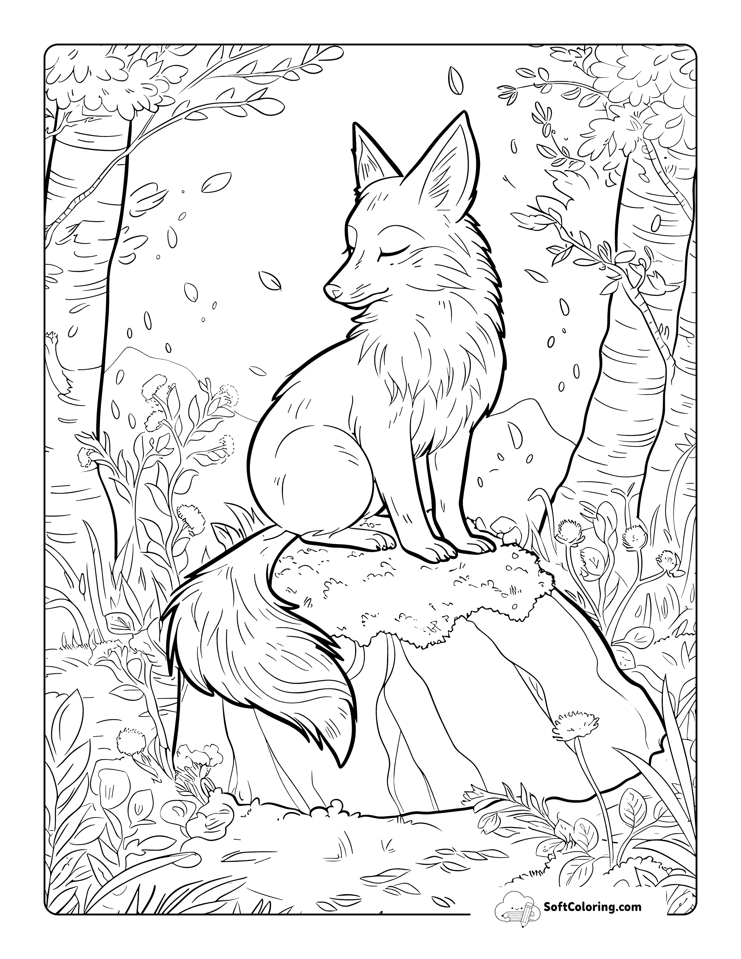 Fox - Realistic Animal Coloring Page