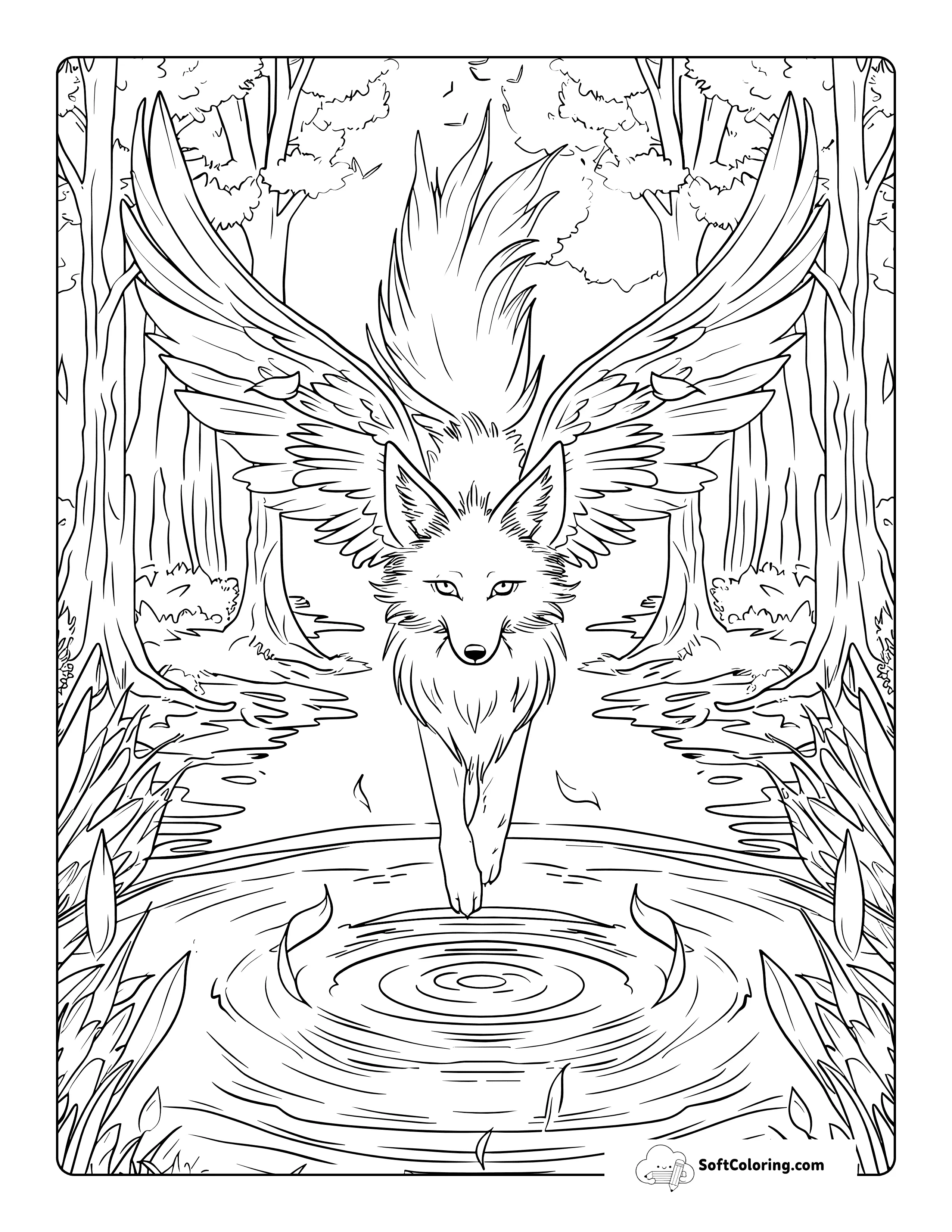 Magic Fox Aesthetic Coloring Page For Adults
