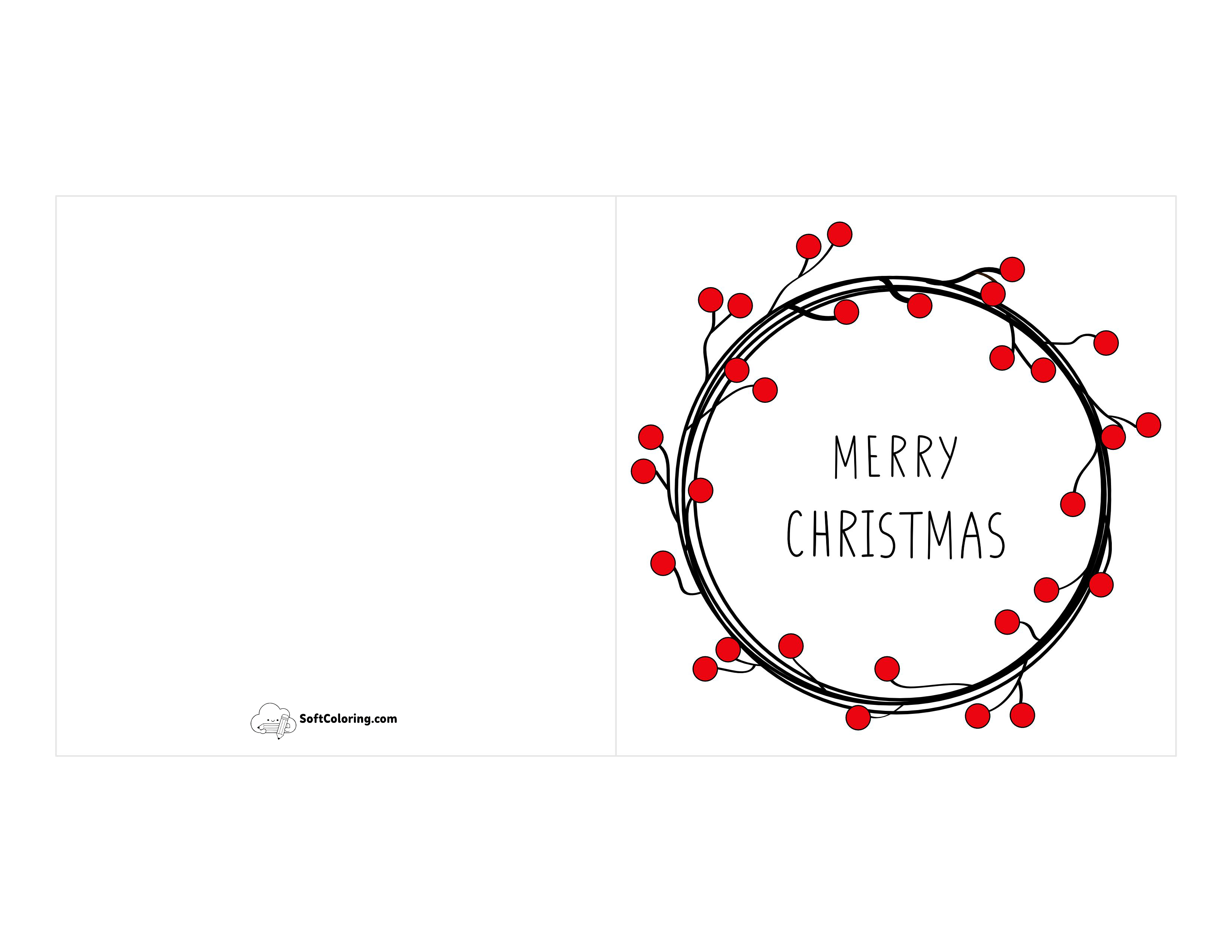 Simple Wreath Printable Christmas Card
