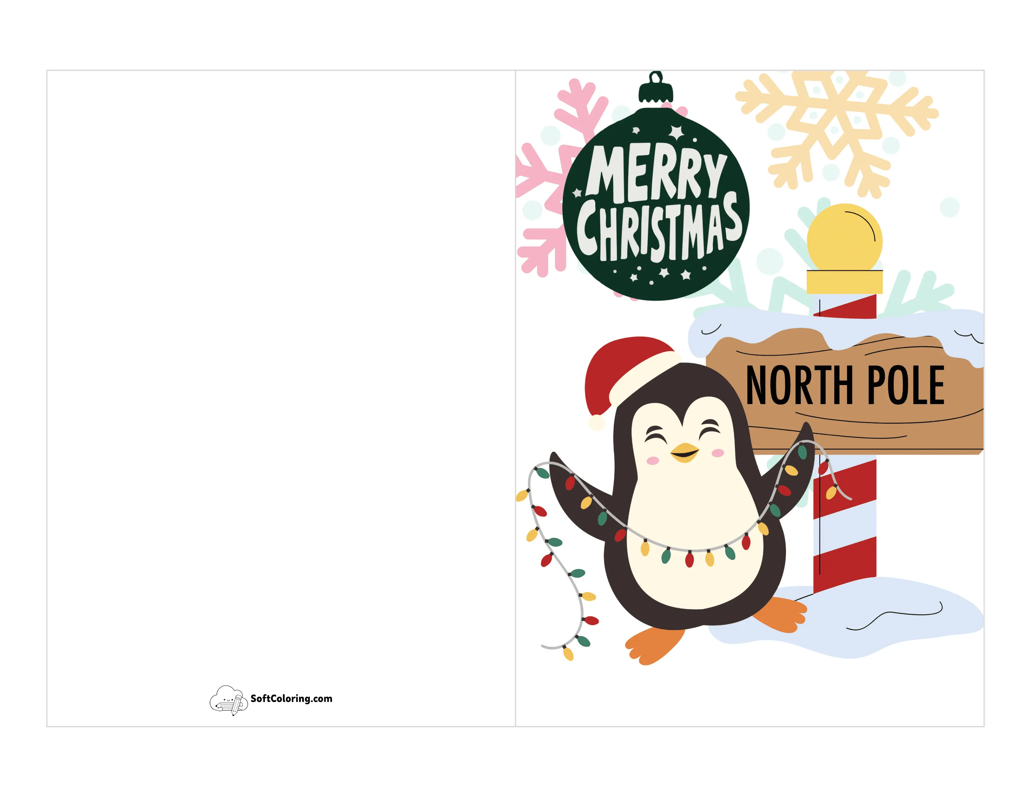 Penguin North Pole Card