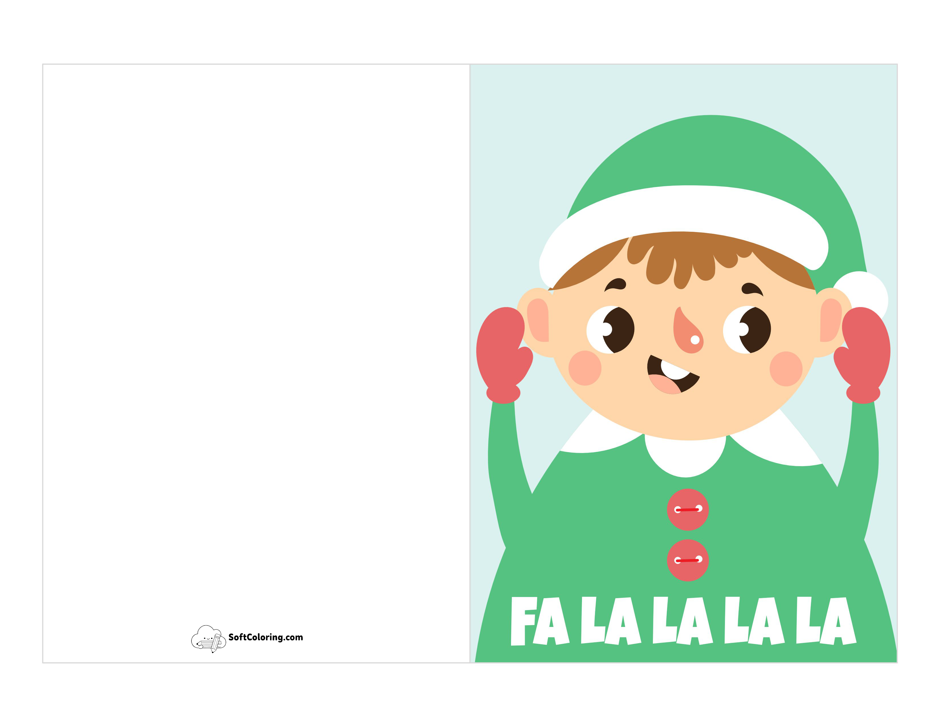 Cute Elf Christmas Card For Kids