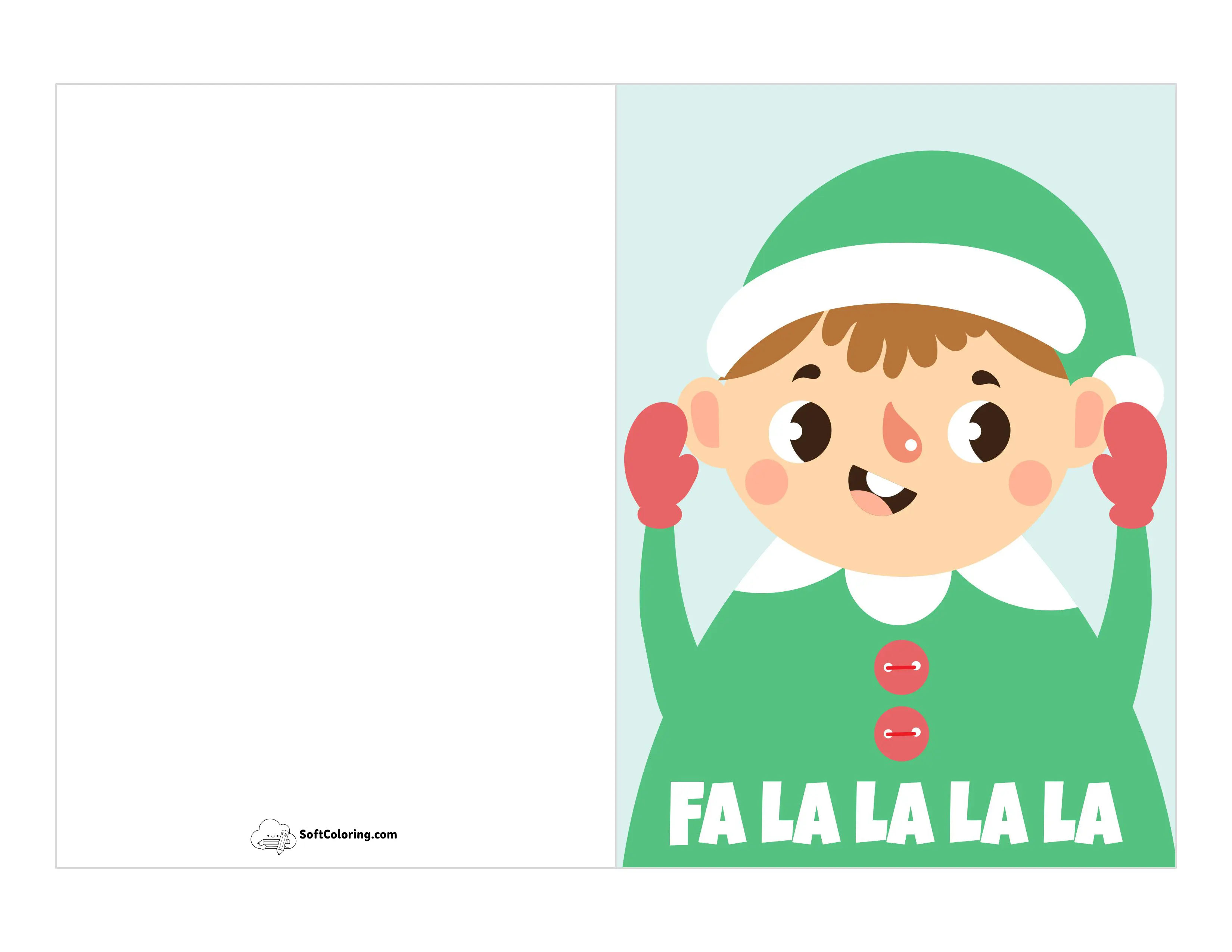 Cute Elf Christmas Card For Kids