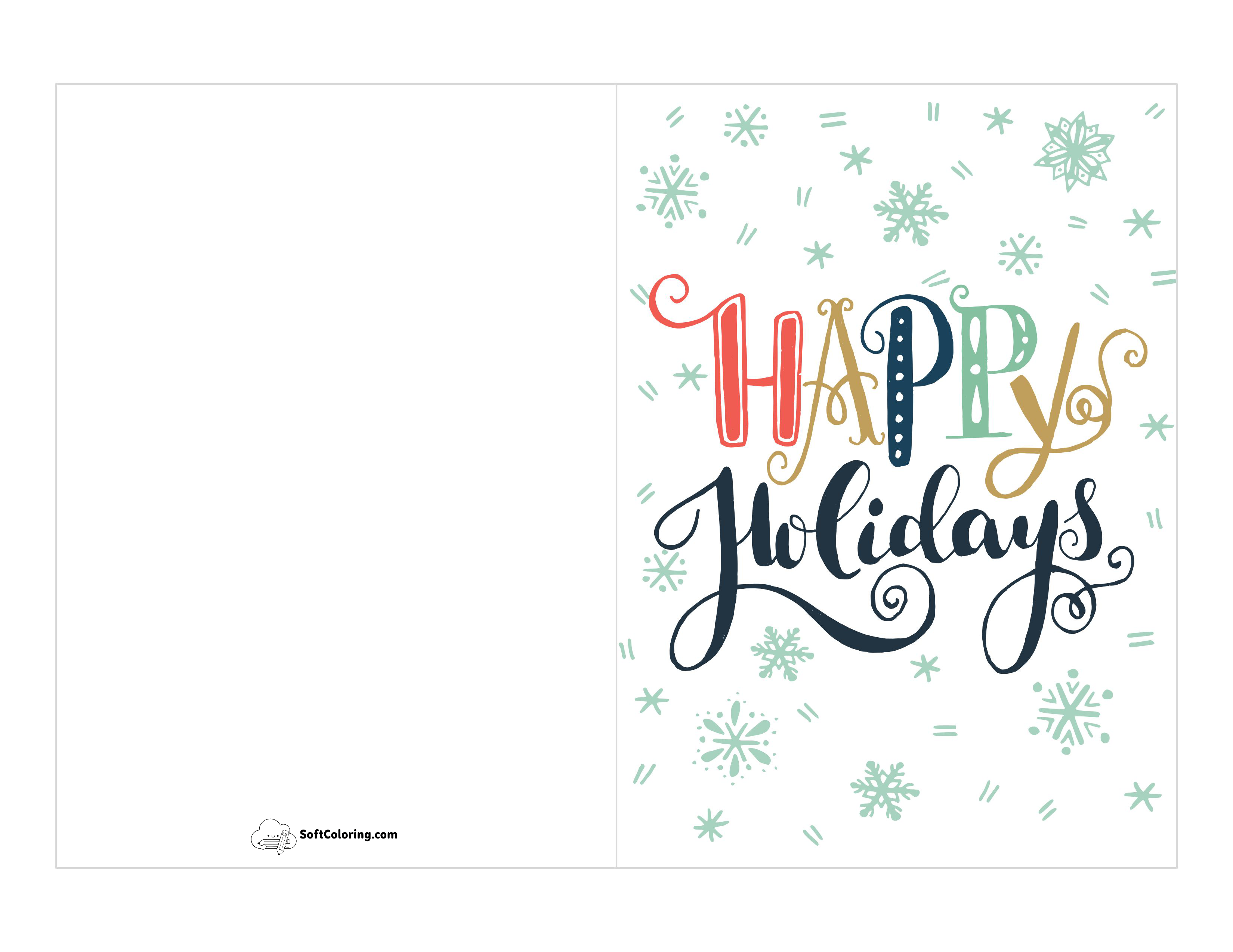 "Happy Holidays" Free Printable Card