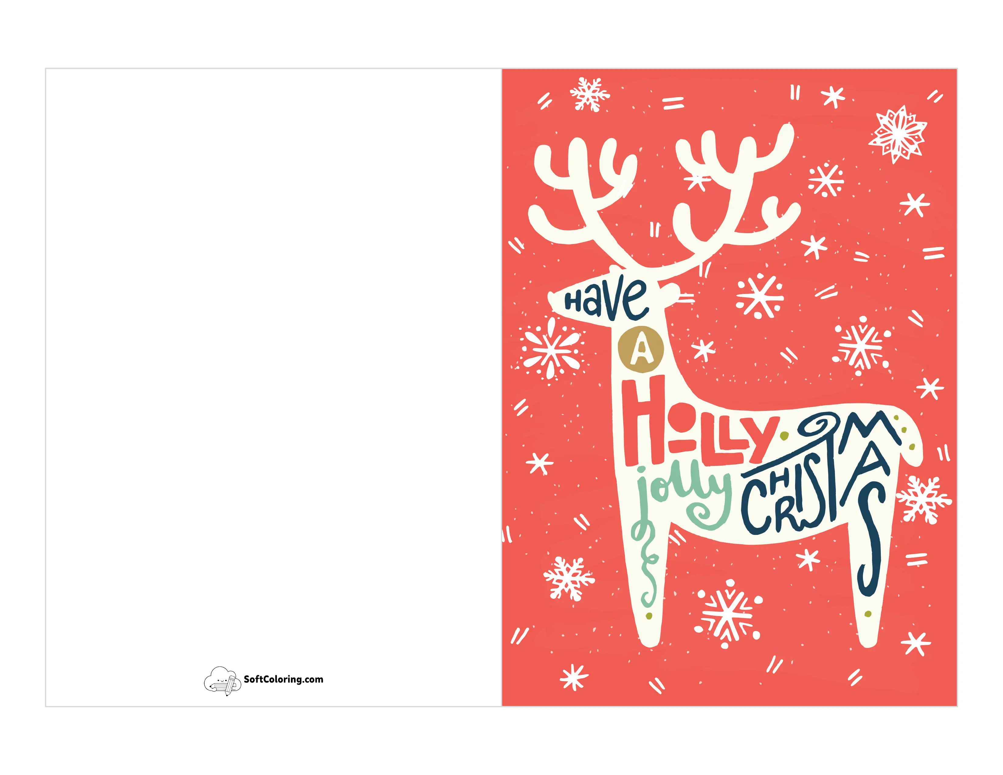 Holly Jolly Christmas Card To Print