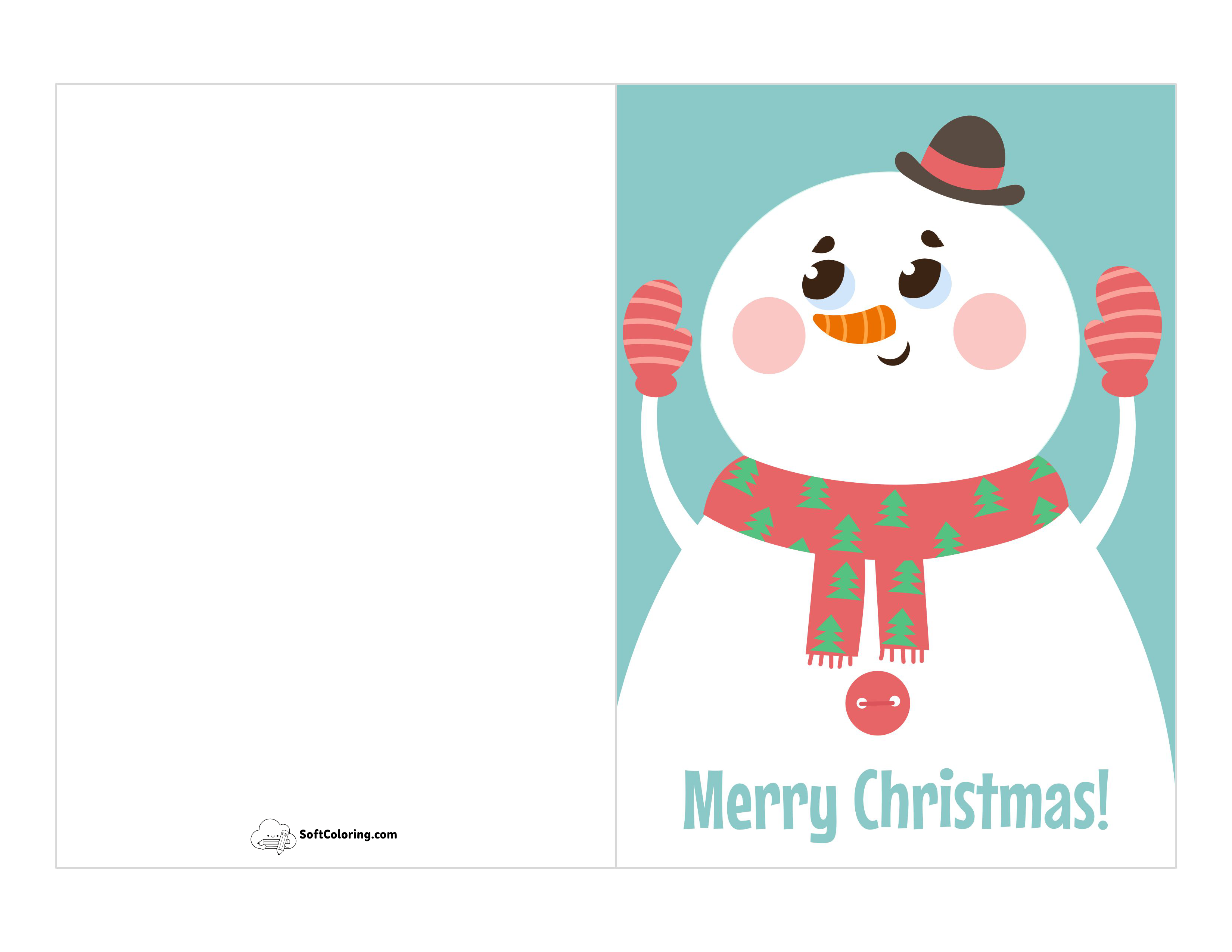 Cute Snowman Printable Card For Kids