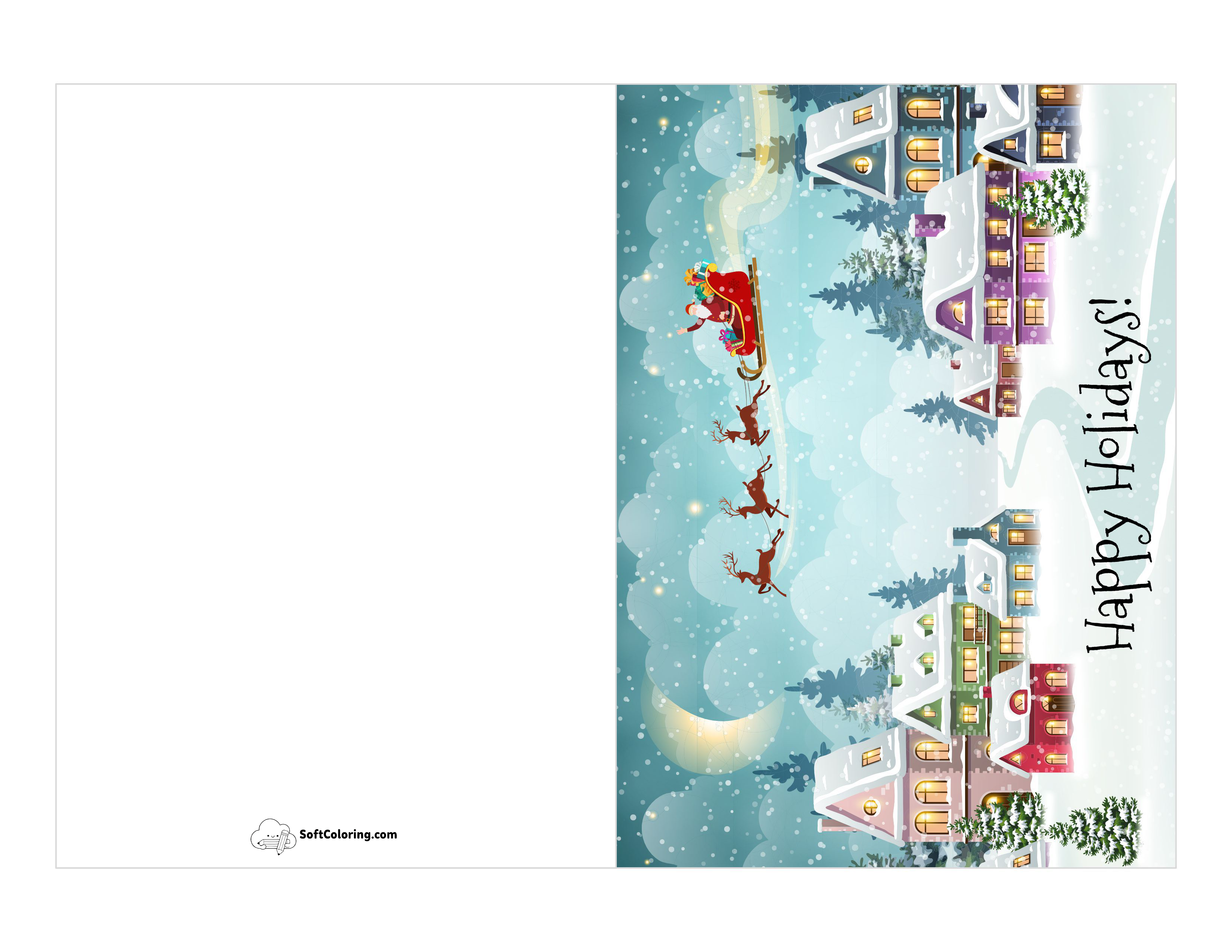 Winter Village With Santa Card